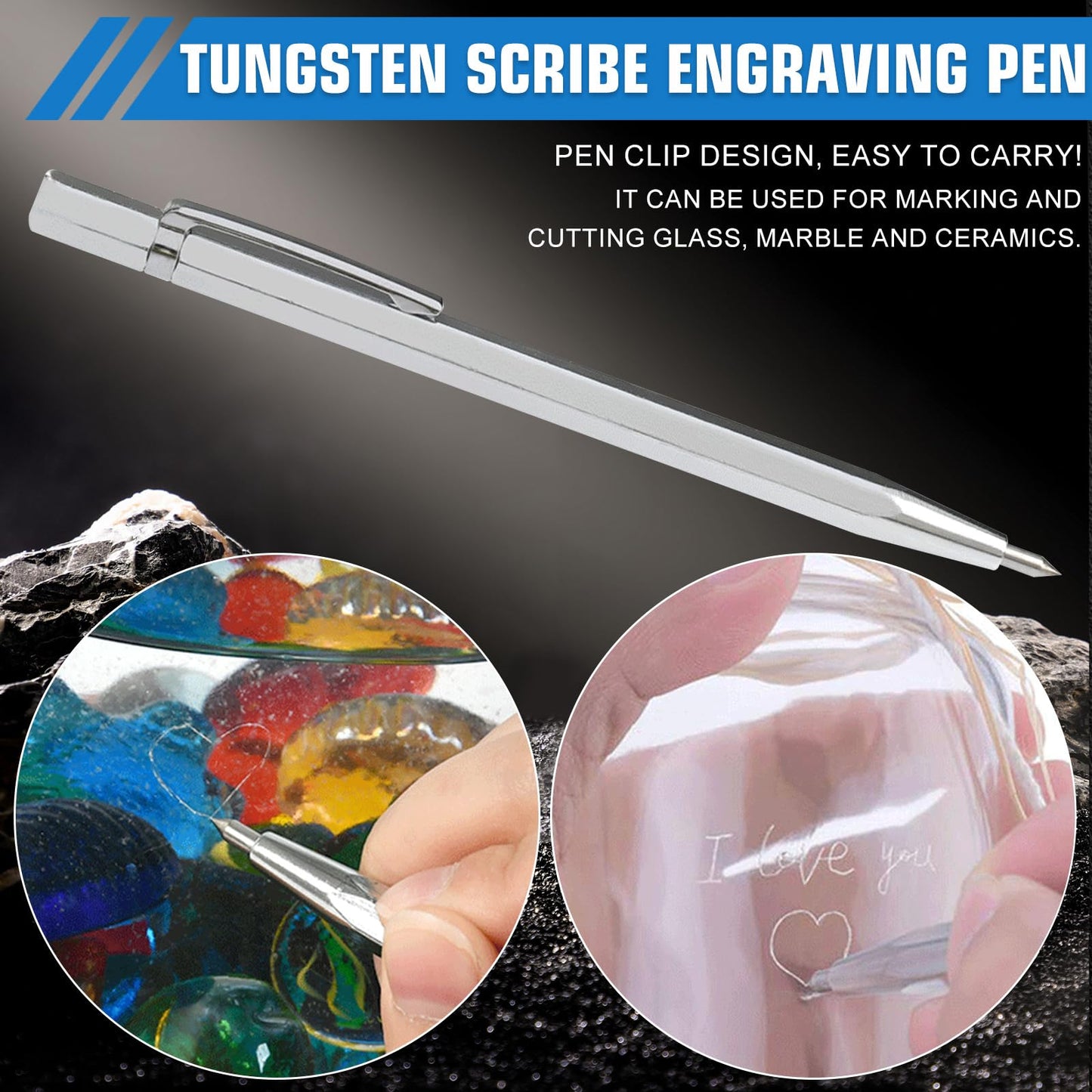 YOTINO Glass Cutting Tool Kit Includes Blue Grip Oil Feed Glass Cutter with 2 pliers, 3 Extra Replacement Head, Tungsten Scribe Engraving Pen, Screwdriver and Oil Dropper