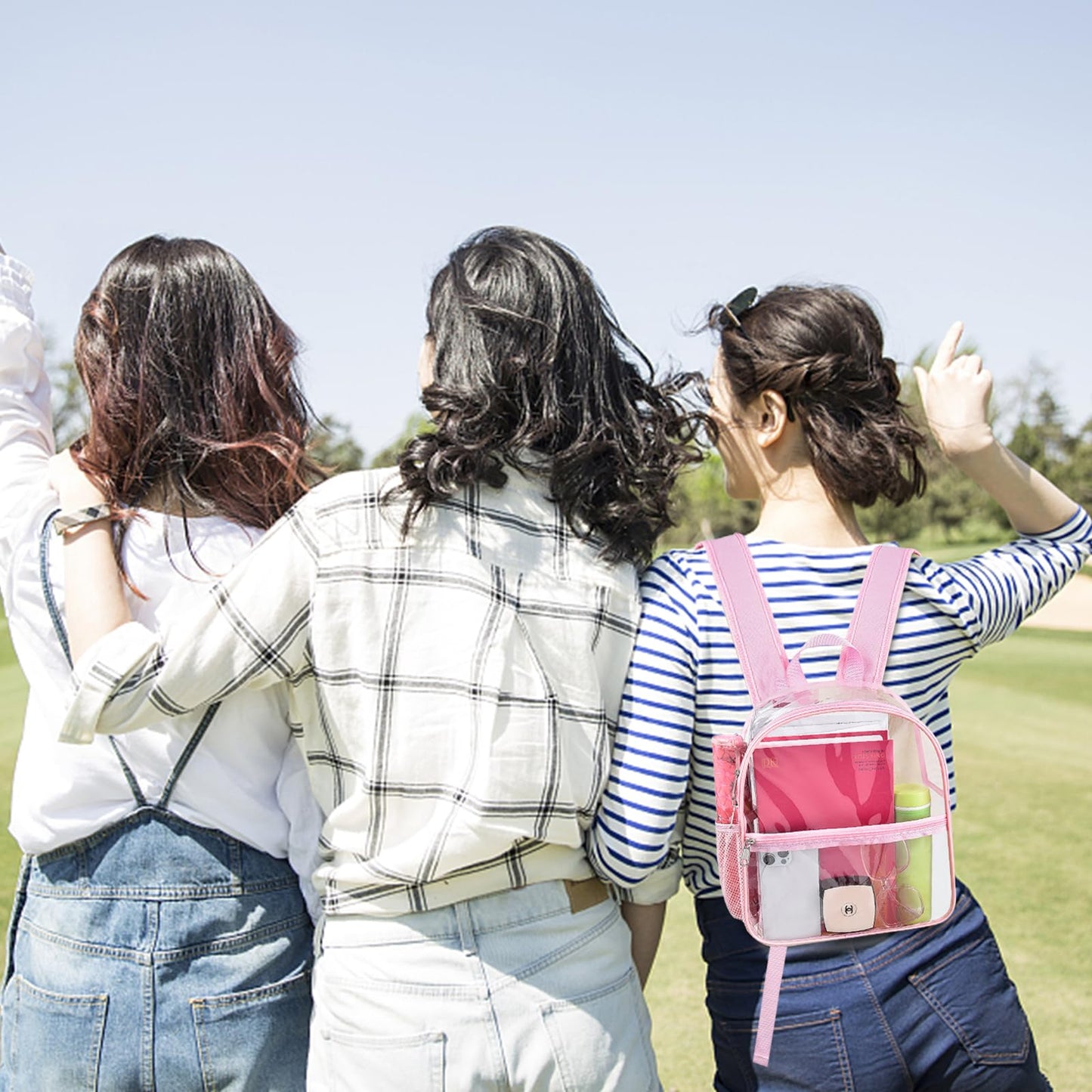 Oraben Clear Backpack Stadium Approved 12×12×6, Small Clear Backpack Transparent Backpack for Sports Event Concert (Pink)
