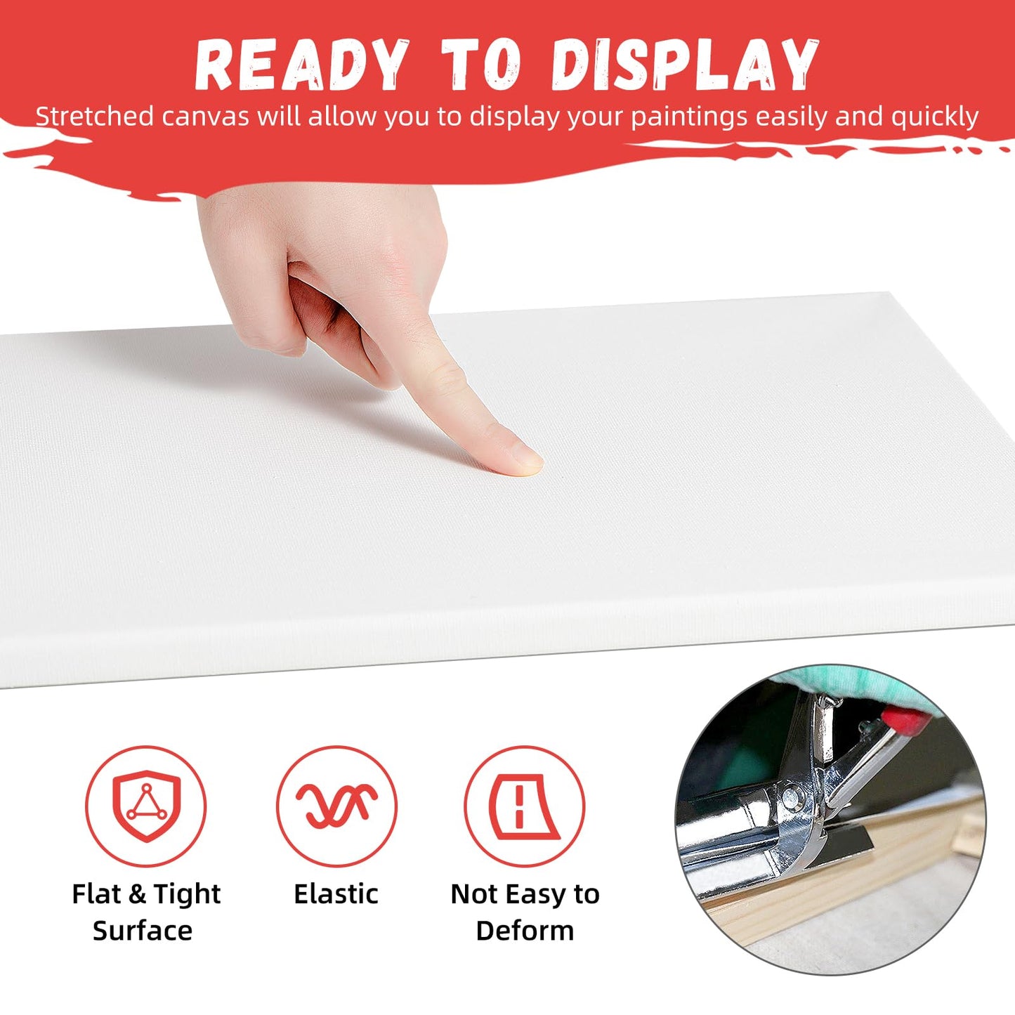 6 Pack Stretched Canvas for Painting 8x10 Inch 5/8" Profile 8 oz Triple Primed Acid-Free 100% Cotton Blank Art Canvases for Acrylic Oil Paint