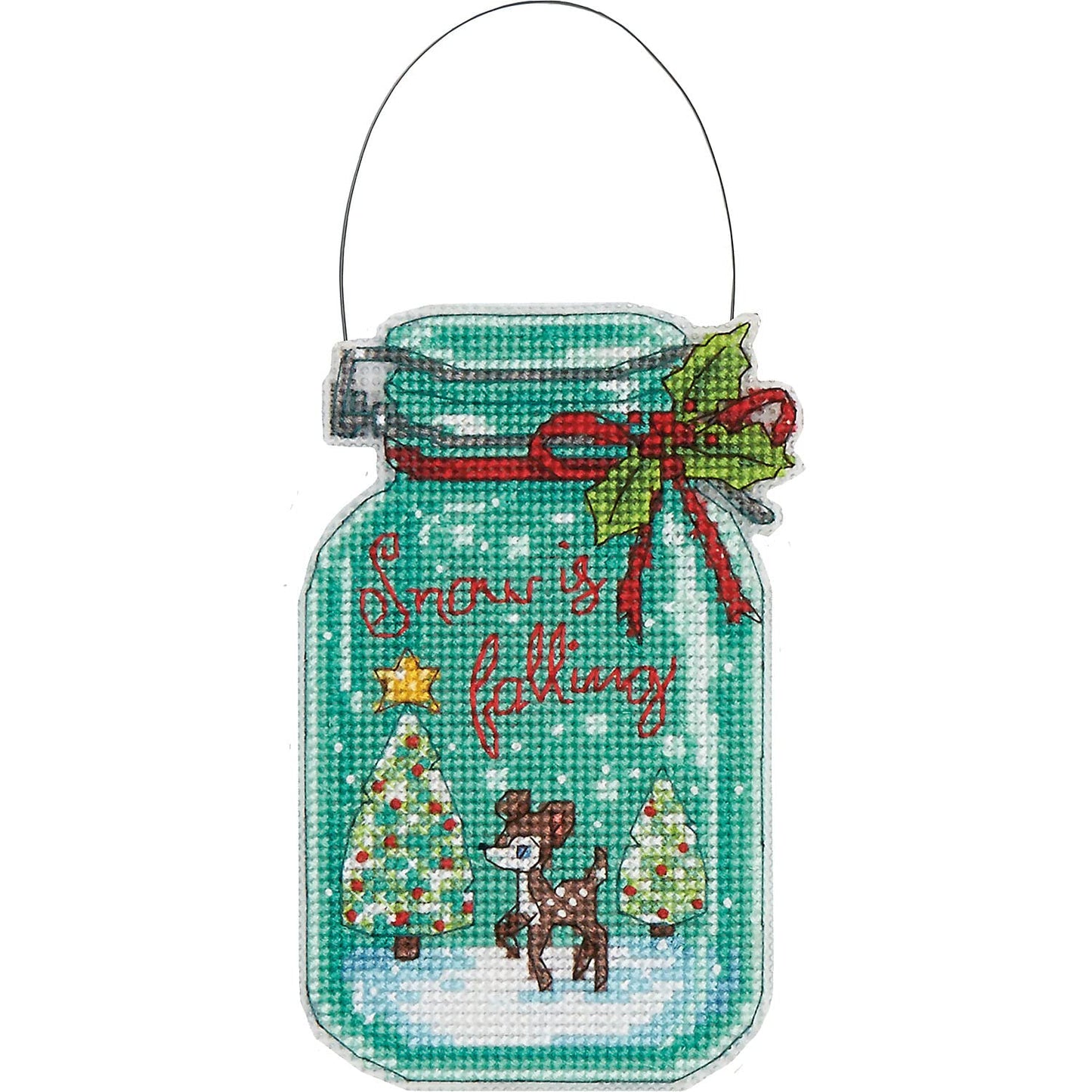 Counted Cross Stitch Holiday Mason Jar Ornament Kit, 4pc