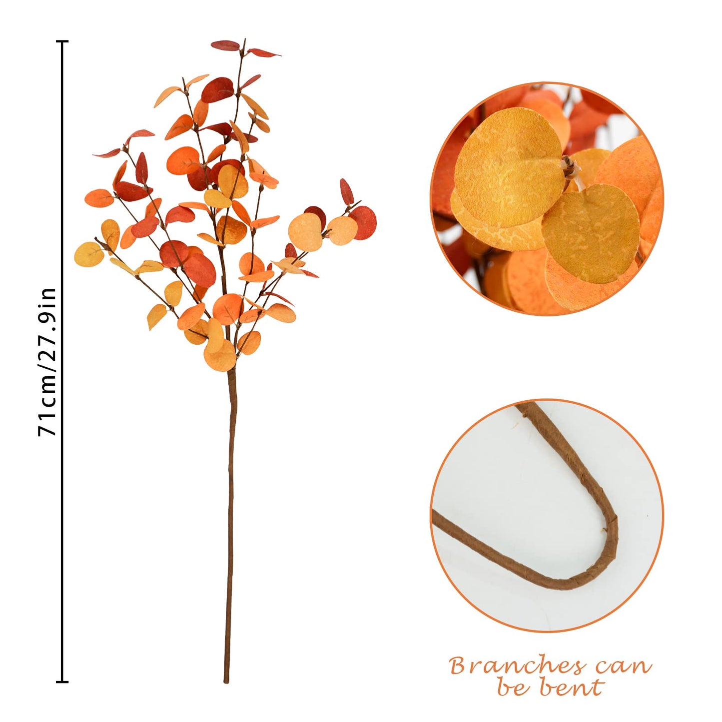 Agusbagli 6 Pcs Artificial Eucalyptus Leaves 28'' Tall Fall Flowers Leaf Greenery Stems Autumn Decorations for Home Wedding Centerpieces Thanksgiving Floral Arrangements