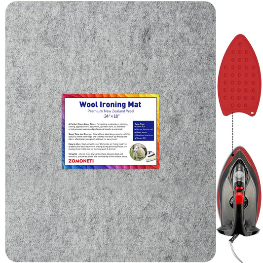 ZOMONETI 24" x 18" Wool Pressing Mat 100% New Zealand Felted Wool Ironing Mat Pad Blanket for Quilter, Sewing, Quilting Supplies and Notions