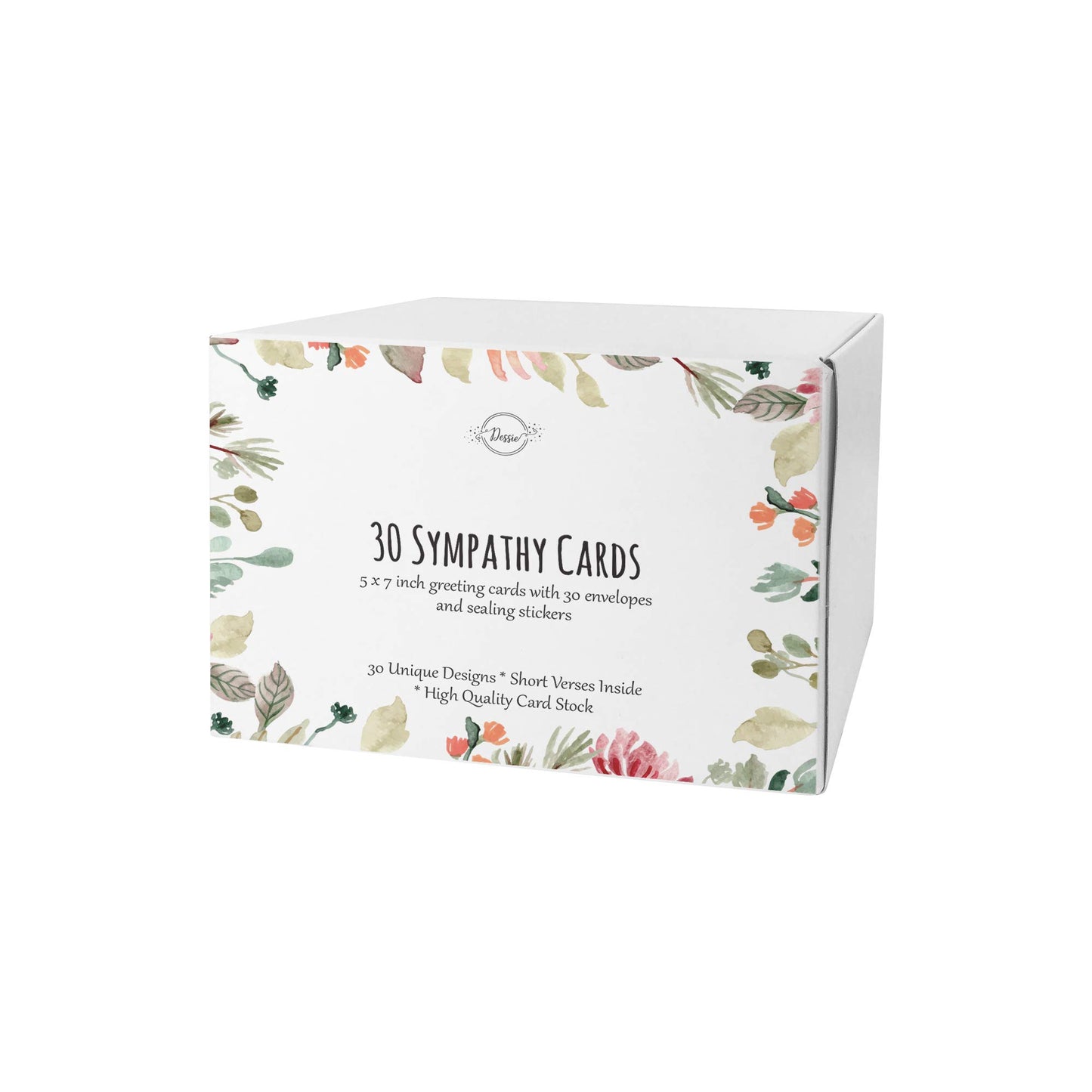 30 Unique Sympathy Cards With Greetings Inside. 30 Different, Large Greeting Cards With Envelopes and Matching Sealing Stickers. Includes Sturdy Storage Box.