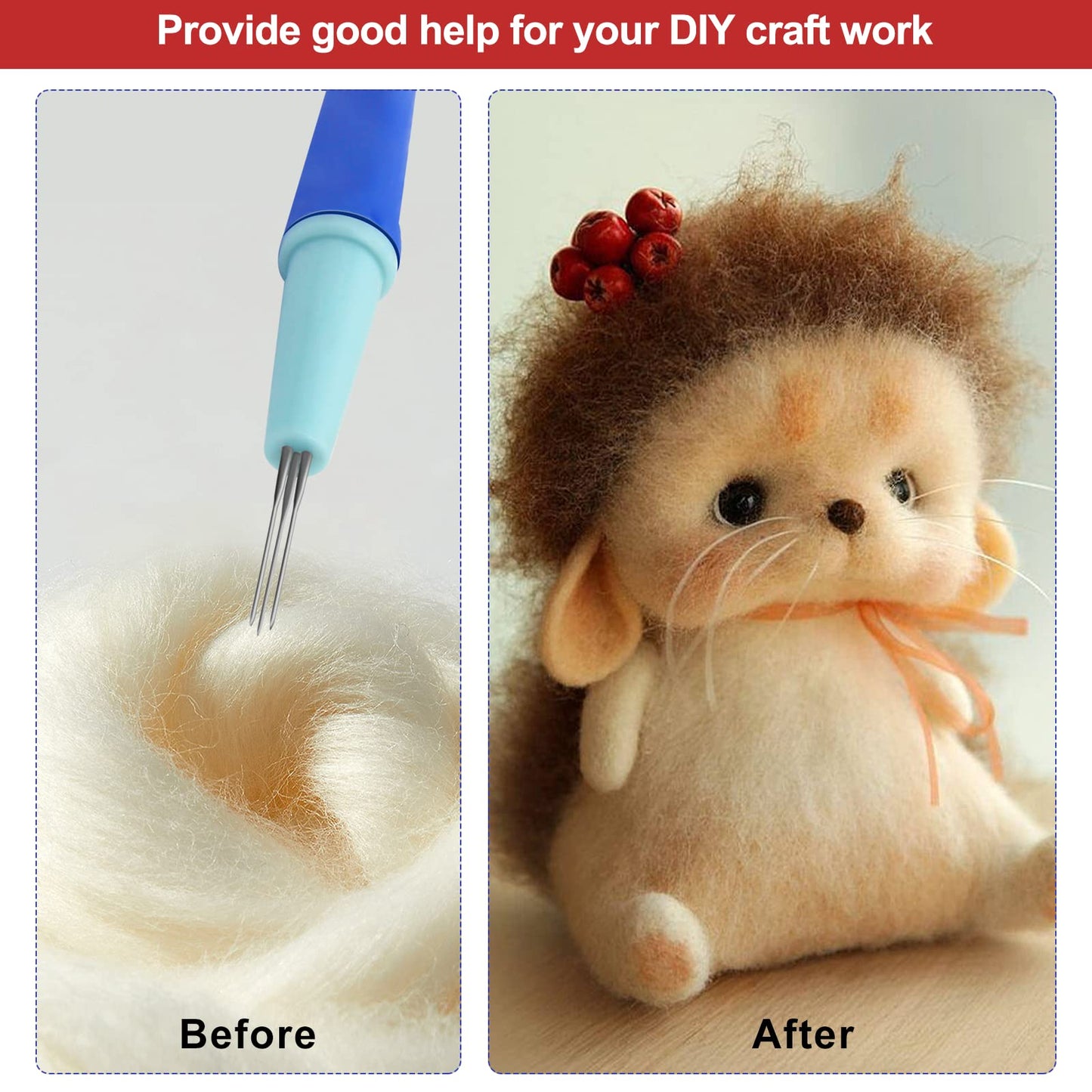 2 Pack Wool Felting Tools - Pen Style with 3 Needles & Punch Style with 7 Barbed Needles for DIY Patchwork & Handicraft