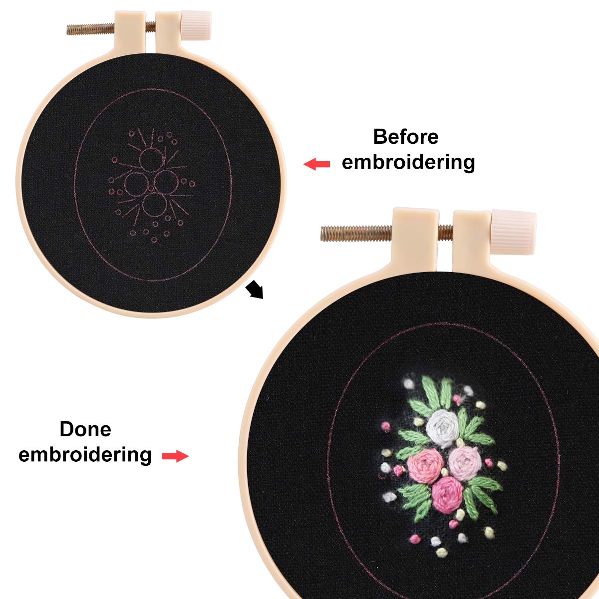 MWOOT 3 Pack Pendant Embroidery Starter Kit for Beginners,Retro Necklace Series Cross Stitch Tools for Necklace & Earrings & Hand Sewing Jewelry & Creative Gifts,Style A