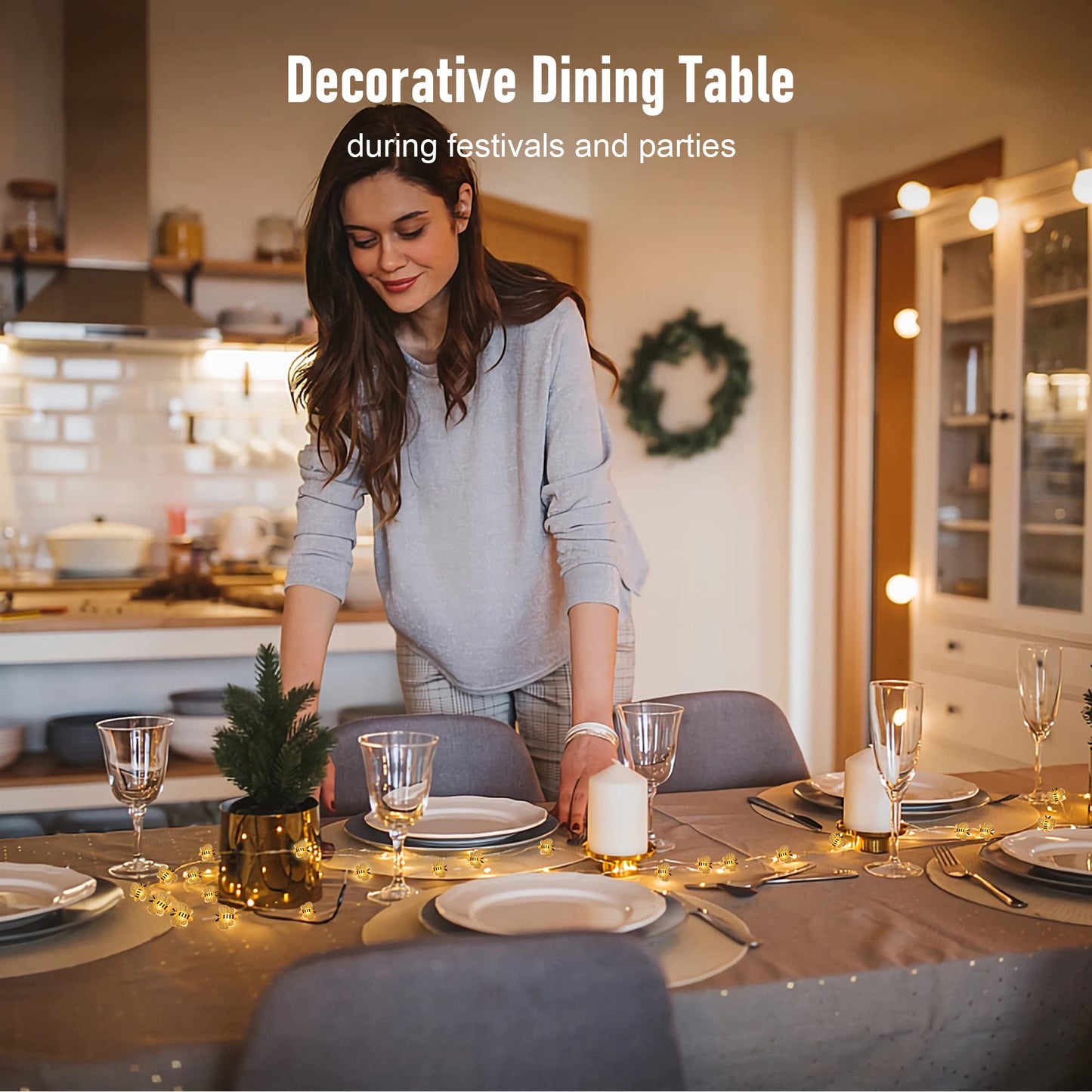 Coquimbo Bee Lights Room Decor, 10ft 30 LED Cute Bee String Fairy Lights Battery Operated, Honey Bee Gifts for Women Girls, Bee Decorations for Bedroom Plants Patio Party Wedding Party Xmas