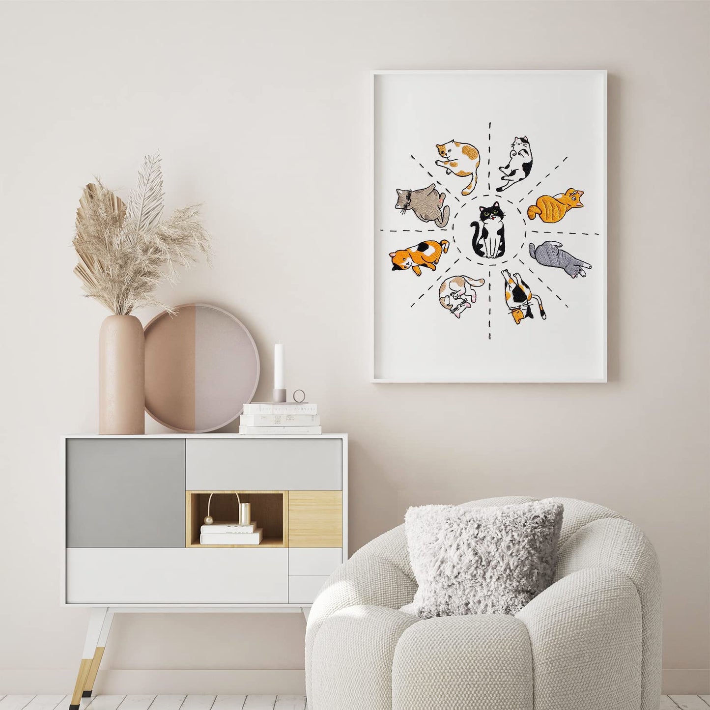 Louise Maelys Cats Embroidery Kits for Beginners with Cute Animals Pattern,Adults Starter Cross Stitch Kit DIY Needlepoint