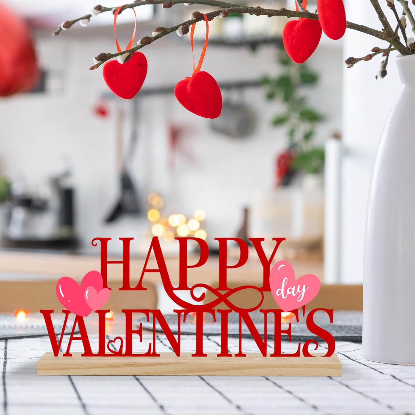 Metal Happy Valentine's Day Sign, Valentines Day Decorations for Home, Party, Shelf, Mantel, Indoor, Valentine Heart Decor, Valentines Day Table Top Decoration (Valentine)