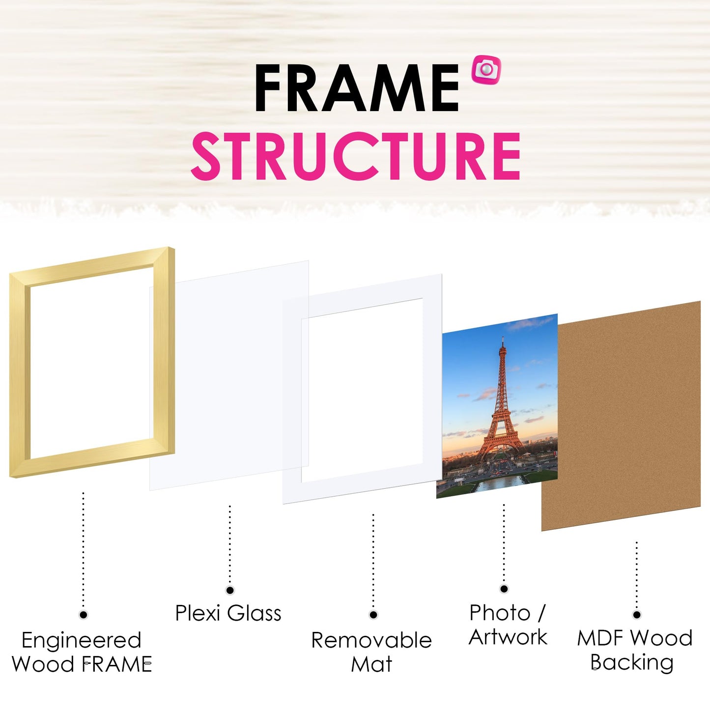 FIXSMITH 8x10 Picture Frame Bulk-6 Pack, Gold Picture Frames Collage Wall Decor, Wall & Tabletop Picture Frames, Photo Frame with HD Plexiglass, Display Pictures 5x7 with Mat or 8x10 Without Mat