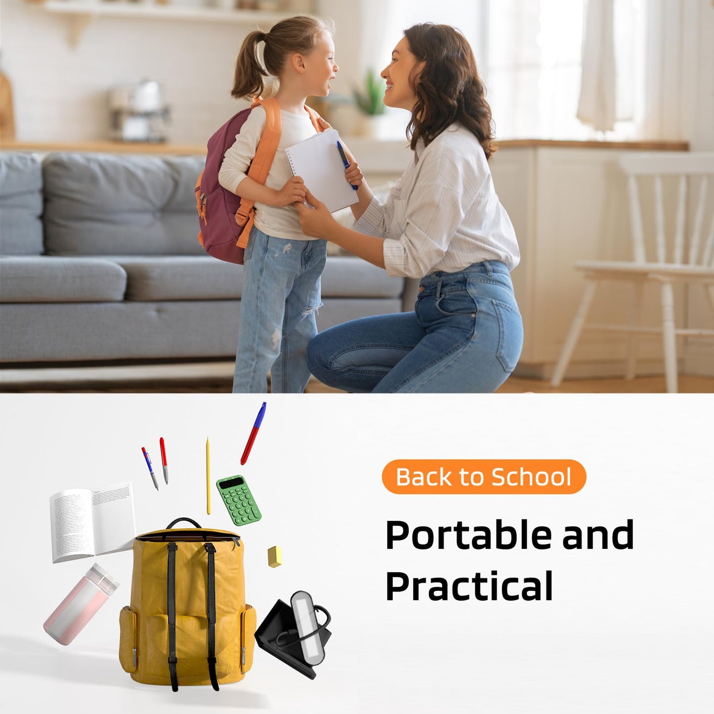 Black LED Desk Lamp for Home Office Bedroom, Battery Operated Table Light for Computer Desktop, Small, Cute, Dimmable, Rechargeable, Flexible Gooseneck, Pen Holder, Phone Mount, Touch Control