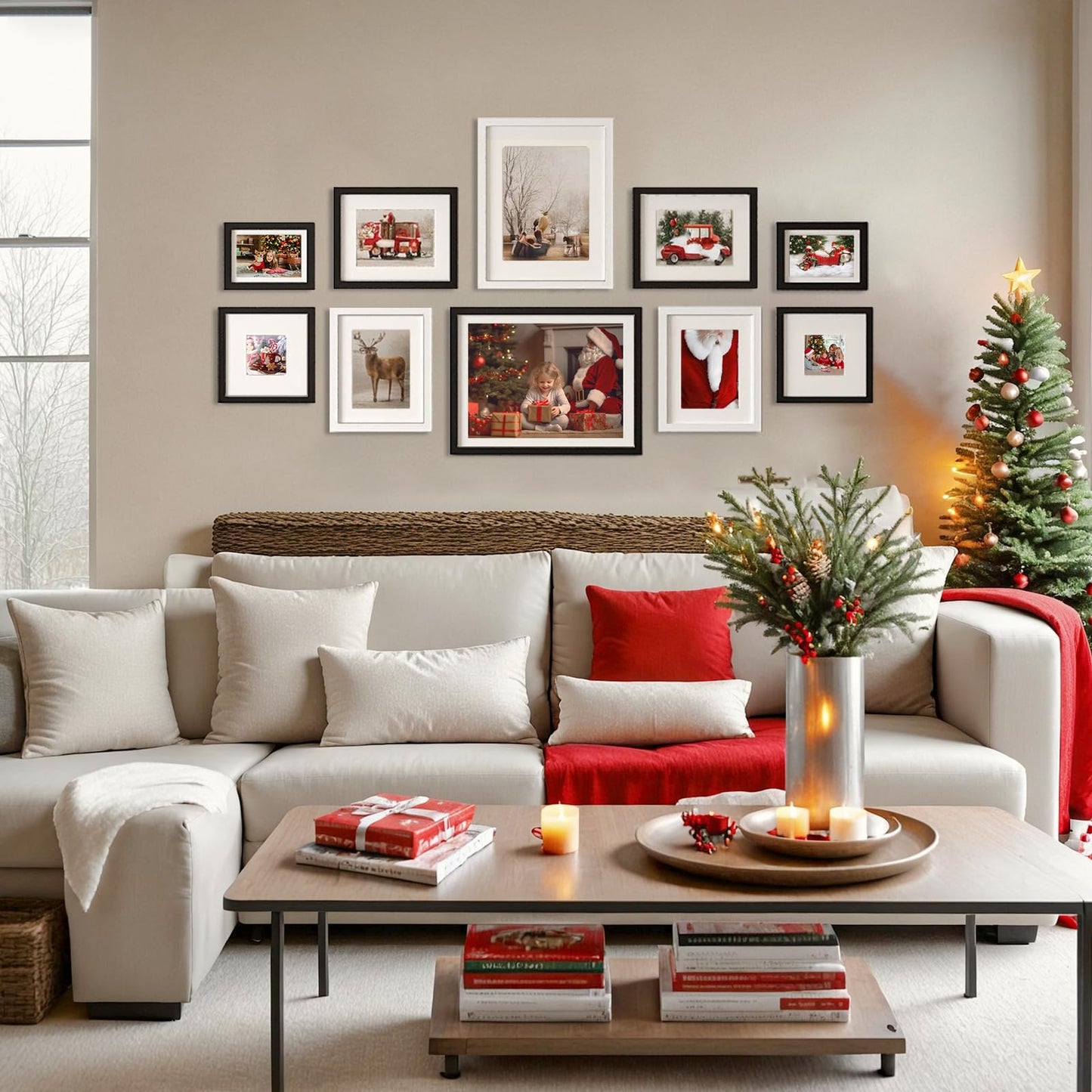 KINLINK 5x7 Picture Frames Black, Photo Frames with Plexiglass for Picture 4x6 with Mat or 5x7 without Mat, Composite Wood Picture Frames for Table Top and Wall Mounting, Set of 4