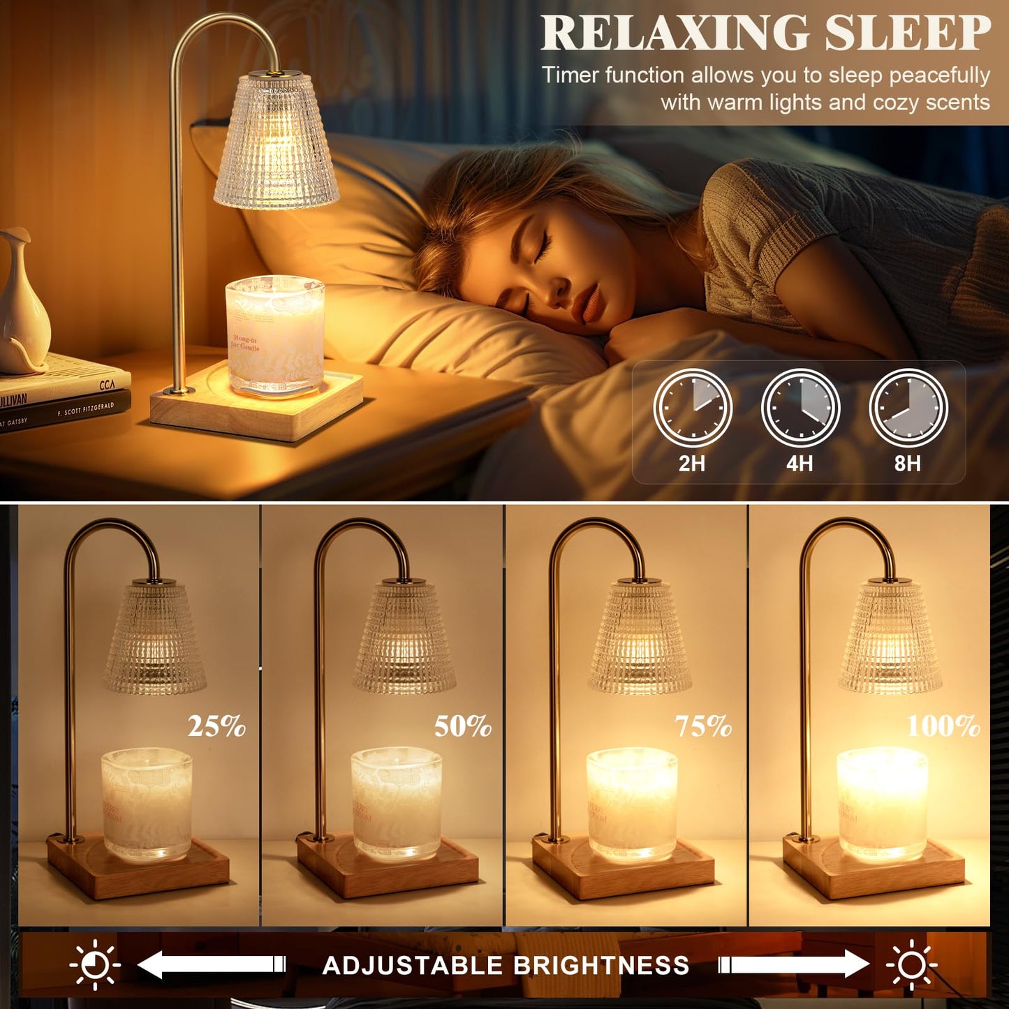 Hong-in Candle Warmer Lamp with Timer Dimmer,Mothers Day Birthday Gifts for Women Mom,House Warming Gifts New Home Room Decor,Wax Warmer for Scented Wax Jar Candles