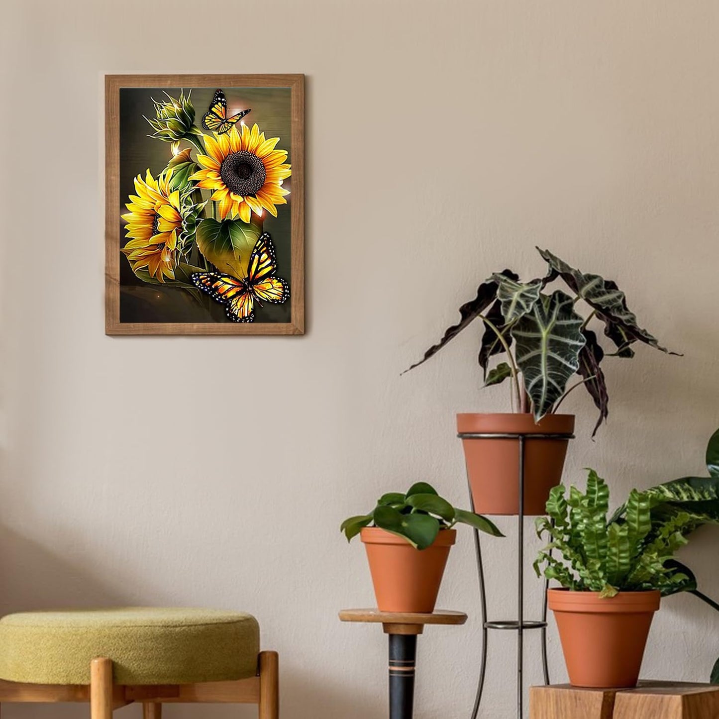 DKHDBD Diamond Painting Kits for Adults, 12x16 Inch DIY Paint by Numbers for Adults Beginner, DIY Full Drill Diamond Dots Paintings Picture Arts Craft for Home Wall Art Decor (Yellow Butterfly)