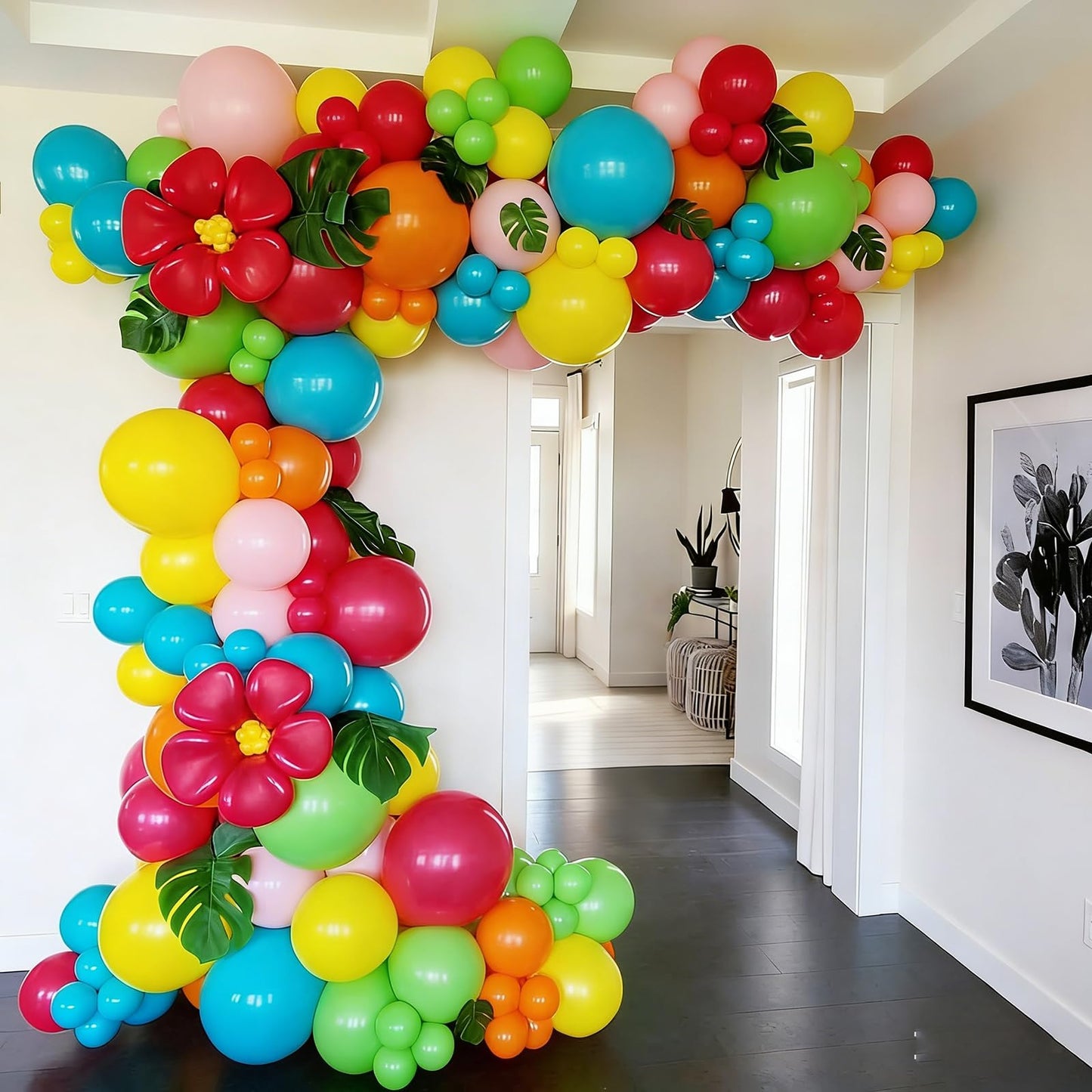 Lukiituke Tropical Balloon Arch Kit, 134Pcs Summer Balloons, 4Sizes Hot Pink Yellow Orange Lime Green Teal Rainbow Balloon for Summer Hawaiian Birthday Pool Party Decorations