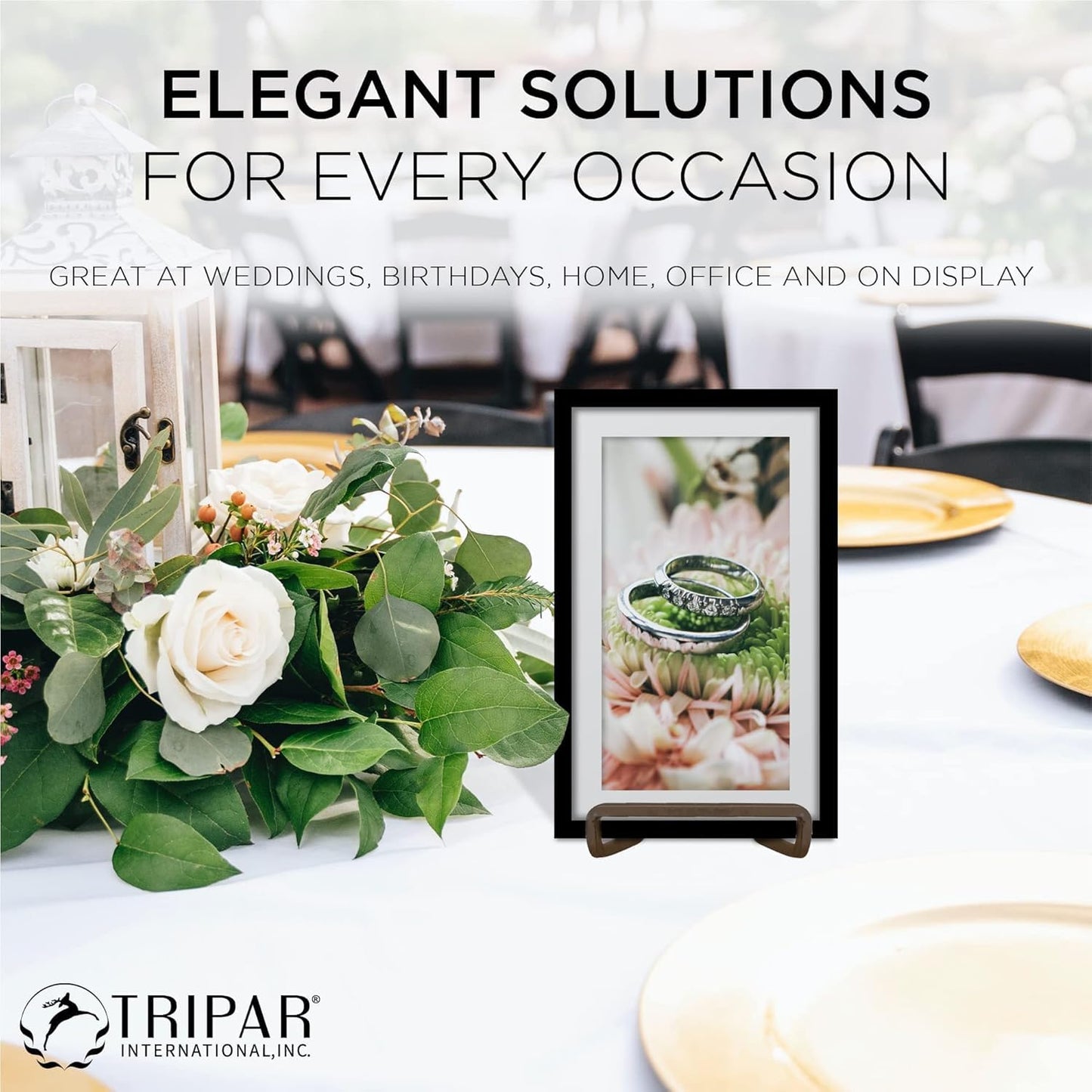 TRIPAR 4-Inch Metal Mahogany Painted Square Kitchen Book Holder/Stand, Wire Mini Easel, Small Photo Stands for Table, Display for Picture Frames, Plaques & Plates