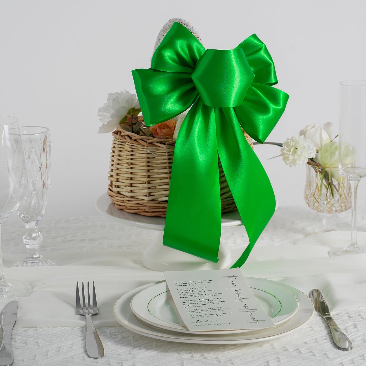 Emerald Green Satin Ribbon Lux Double Faced Satin Ribbon 3 Inch Wide Green Christmas Ribbons by 10 Yards Emerald Green Ribbons for Christmas Tree, Weddings, Flower Bouquet, Bow Making