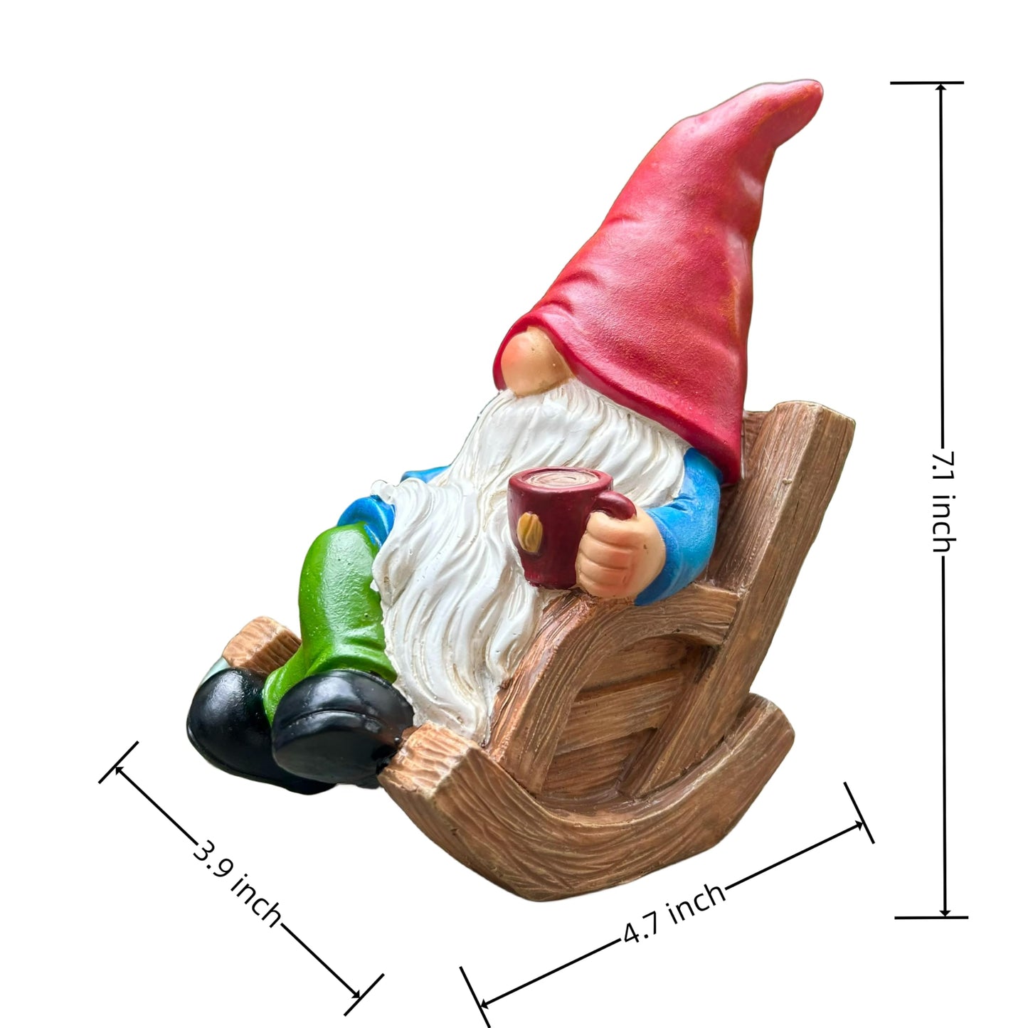 Drinking Coffee Faceless Garden Gnome Statue Decoration 7.1" Figurine Ornament for Indoor Outdoor Home Patio Yard Lawn