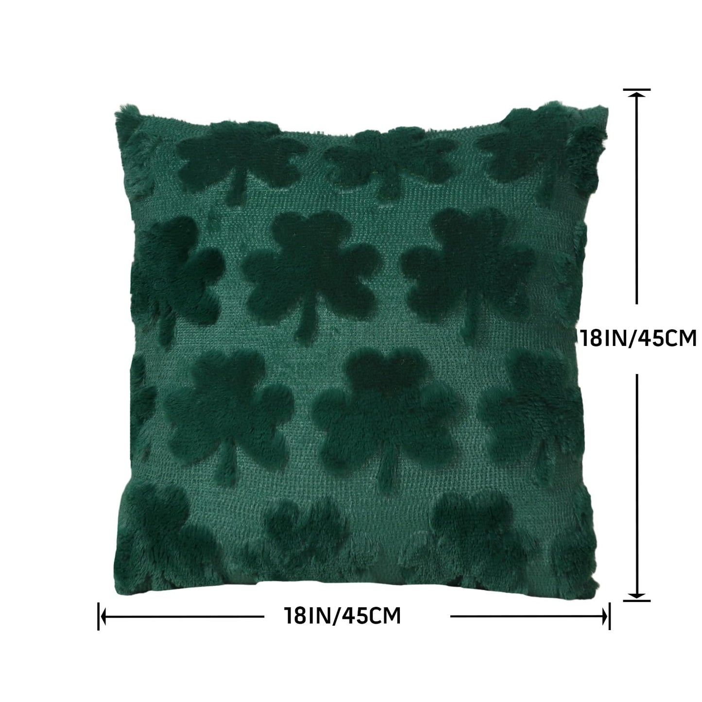 St Patricks Day Pillow Covers 18x18 Set of 2, Green Shamrock Plush Pillow Cases for Living Room Sofa Cushion Outdoor Indoor Holiday Home Decor