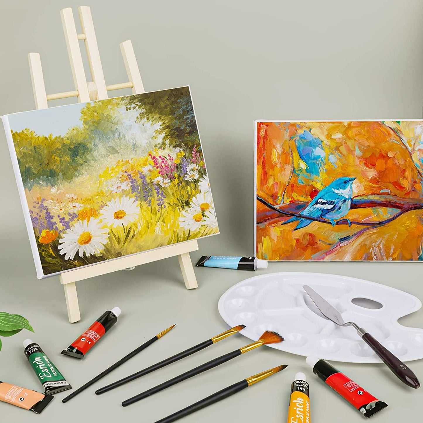 Wood Easels, Easel Stand for Painting Canvases, Art, and Crafts. (11.8 inch, 4 Pack), Tripod, Painting Party Easel, Kids Student Table School Desktop, Portable Canvas Photo Picture Sign Holder