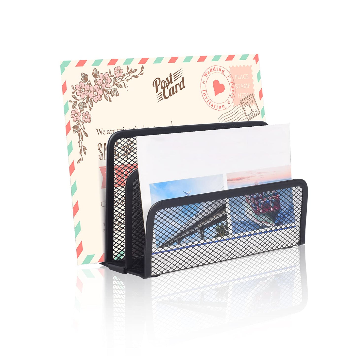 Desk Mail Organizer Small File Holders Letter Organizer Metal Mesh Document/Filing/Folders/Paper Organizer for Desktop