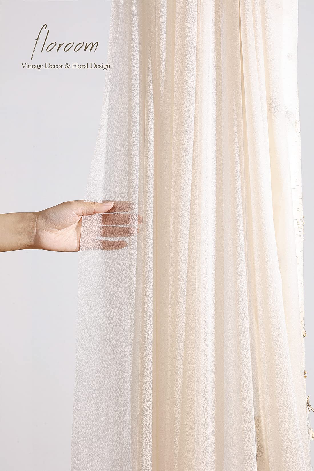 Wedding Arch Draping Fabric 2 Panels 20Ft Nude Chiffon Fabric Drapes Arbor Drapery Wedding Ceremony Reception Swag Decorations