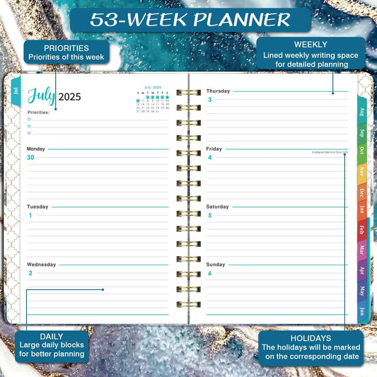 Planner 2025-2026 - 2025-2026 Weekly and Monthly Calendar from July 2025 to June 2026, Academic Planner 2025-2026 with Inner Pocket, Colorful Tabs, 6.4'' x 8.5''