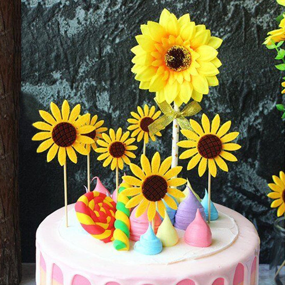 KESTAR 50pcs Felt Sunflower Applique Patches for Scrapbooking DIY Craft Making Clothes Sewing Handcraft Decoration, 4CM