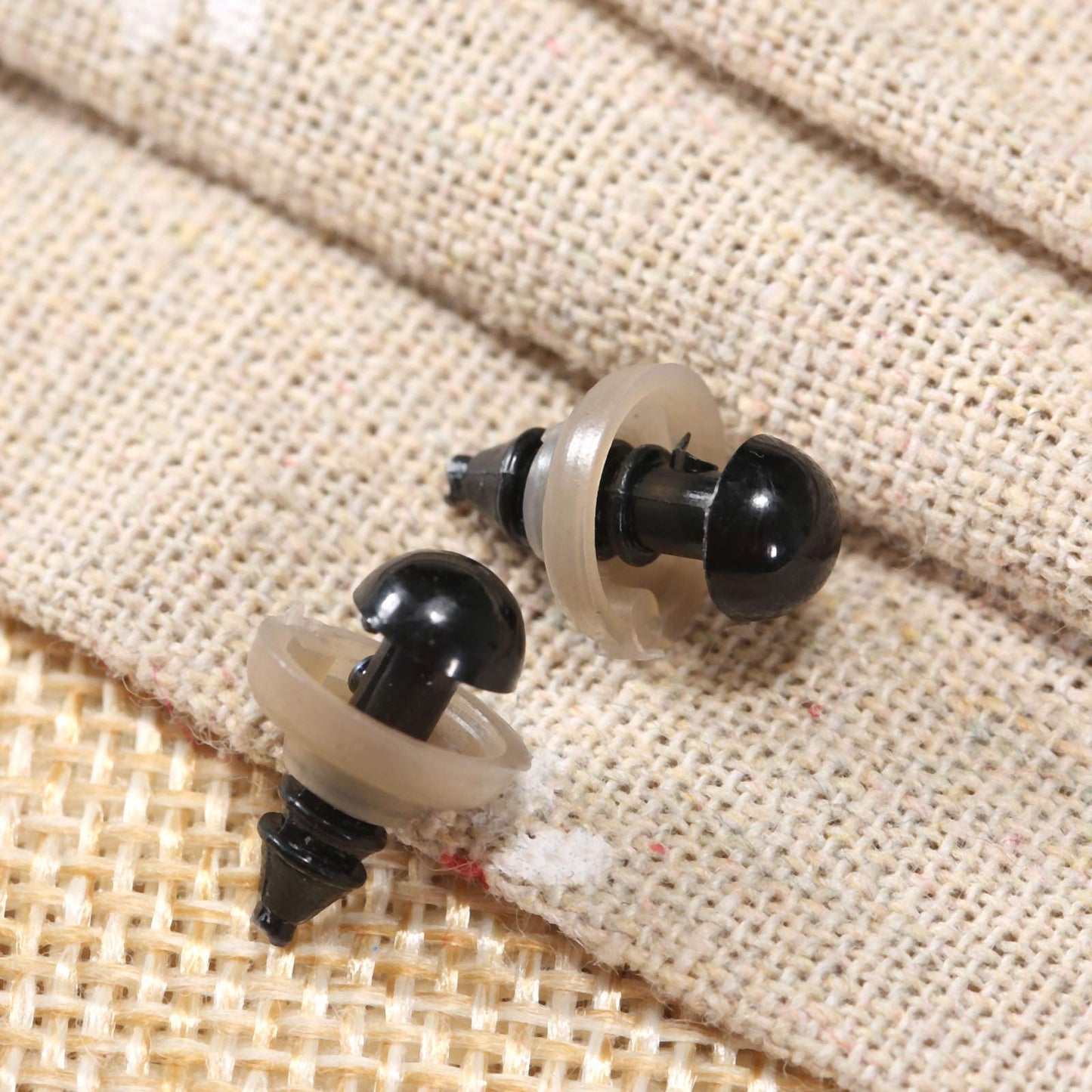 dophee 20Pcs Black Plastic Safety Eyes with Washers, DIY Craft Dolls Eyes Nose for Crochet Puppet Plush Amigurumi Stuffed Animals Making, 6mm