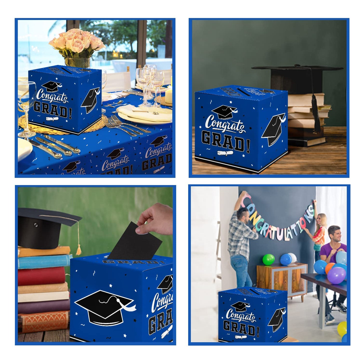 Gatherfun Graduation Decorations 2026 Graduation Box Graduation Card Box for Graduation Gift Graduation Party Favors Decor Party Supplies Blue