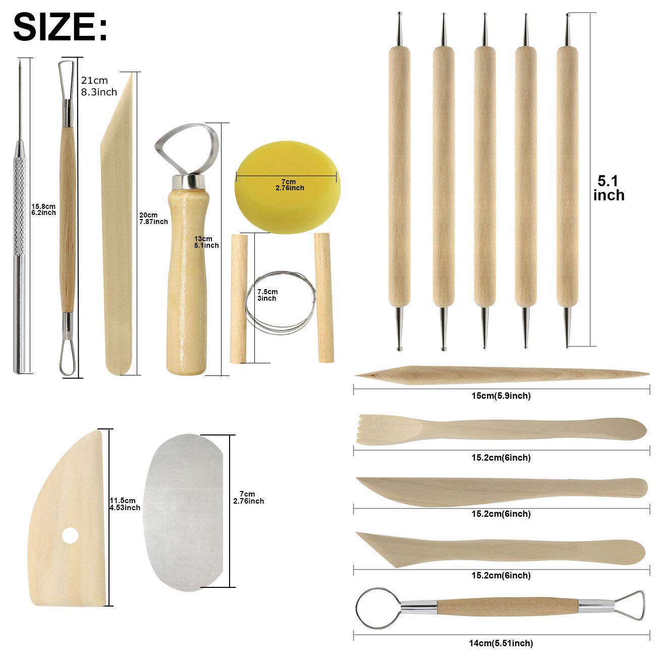 Pottery Sculpting Tools 32PCS Ceramic Clay Carving Tools Set for Beginners Expert Art Crafts Kid's After School Pottery Classes Club Children Students