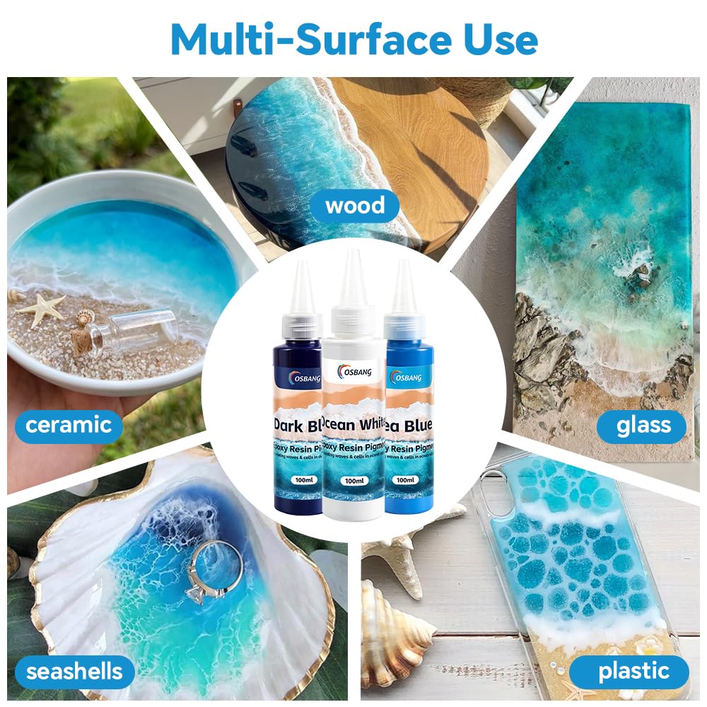 Sea Blue Epoxy Resin Pigment 100ml/3.4 fl.oz, High Concentration Liquid Colorant for Resin Art, Ideal for Creating Waves, Cells, and Unique Ocean DIY Crafts