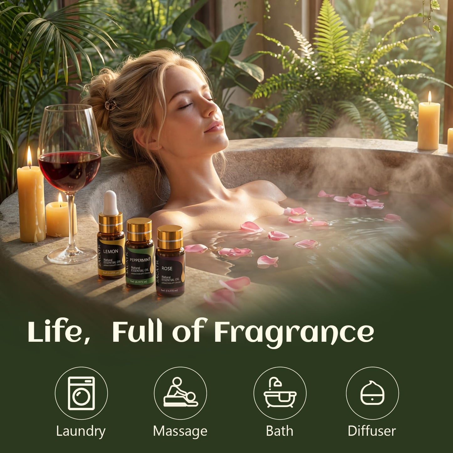 25 Pcs Natural Essential Oil Sets,Essential Oils for Diffuser, Humidifiers, Skin Care, Massage, Fragrance Oil Scent for DIY Candle and Soap Making, Gift for Friend (25 * 5ML)