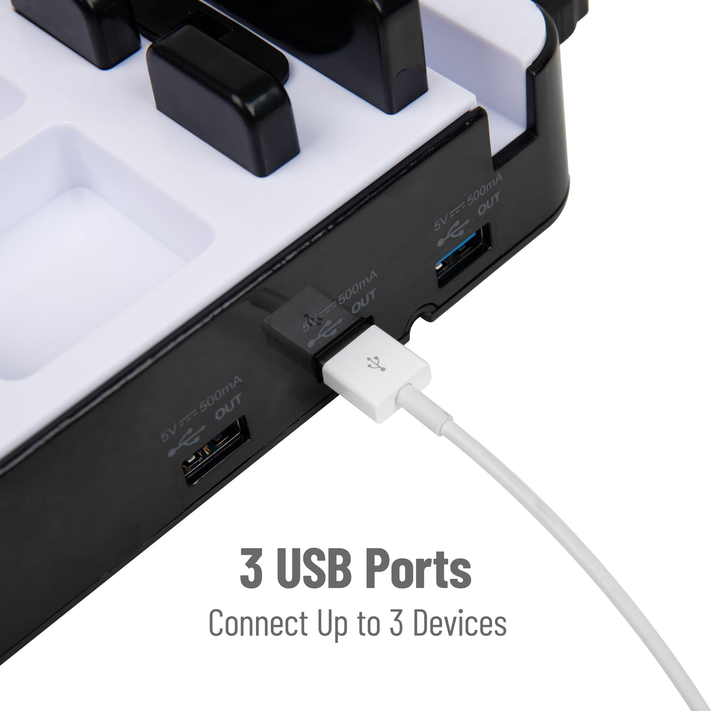 Mind Reader Desktop Organizer Charging Station, Accessory Storage, Workspace, Office, 8.5" L x 7.25" W x 3.5" H, Black and White