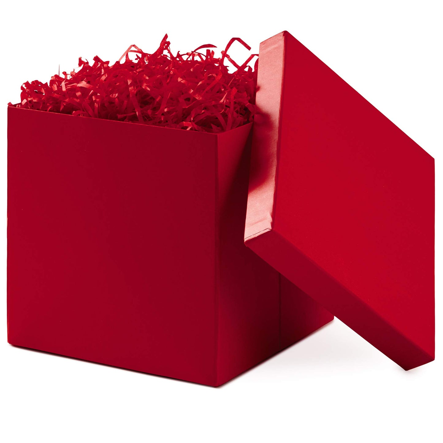 Medium Gift Box with Lid and Shredded Paper Fill (Red 7 inch Box) for Birthdays, Graduations, Anniversaries, Christmas, Valentine's Day, All Occasion