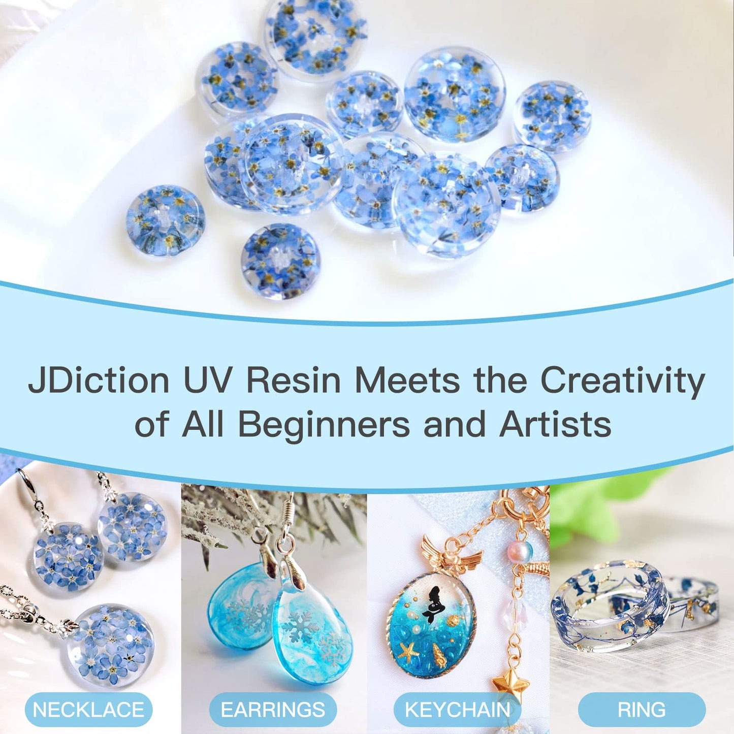 400g UV Resin, New Formula Crystal Clear UV Resin Solar Cure Sunlight Activated Hard UV Resin Kit for Jewelry Making, Casting and Coating DIY Crafts