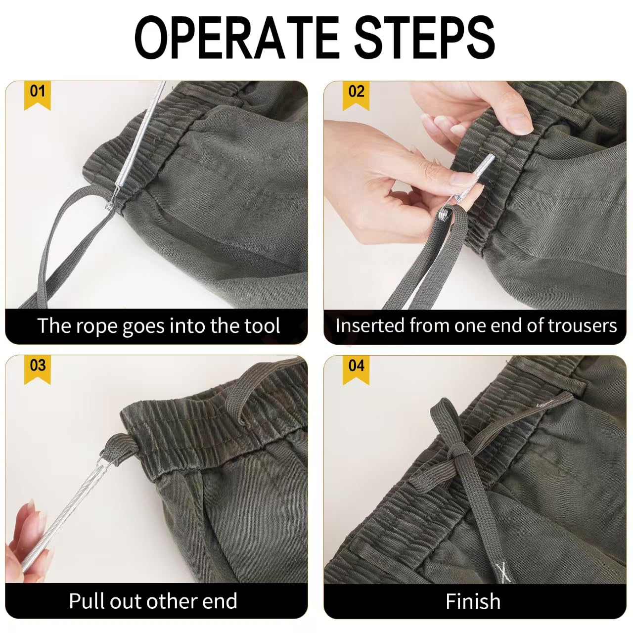 XMLINPER 3PCS Spring Drawstring Threader Tool-Rope Threader Clip for Drawstring Replacement for Hoodies,Pants (3)