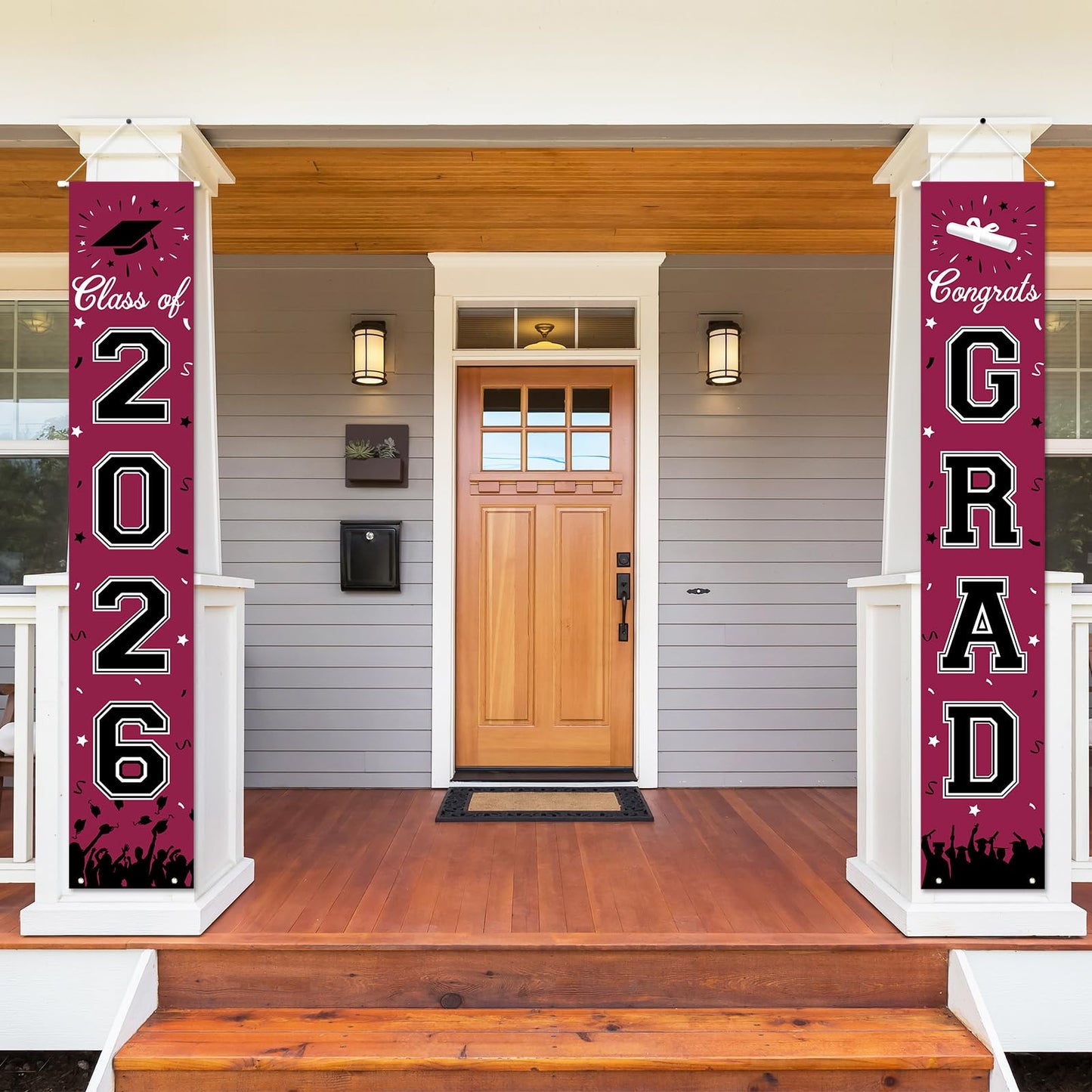 2026 Graduation Decorations, Graduation Banner Class of 2026, Hanging Congratulations/Congrats Grad Banner for Door and Porch, Party Decor - Maroon
