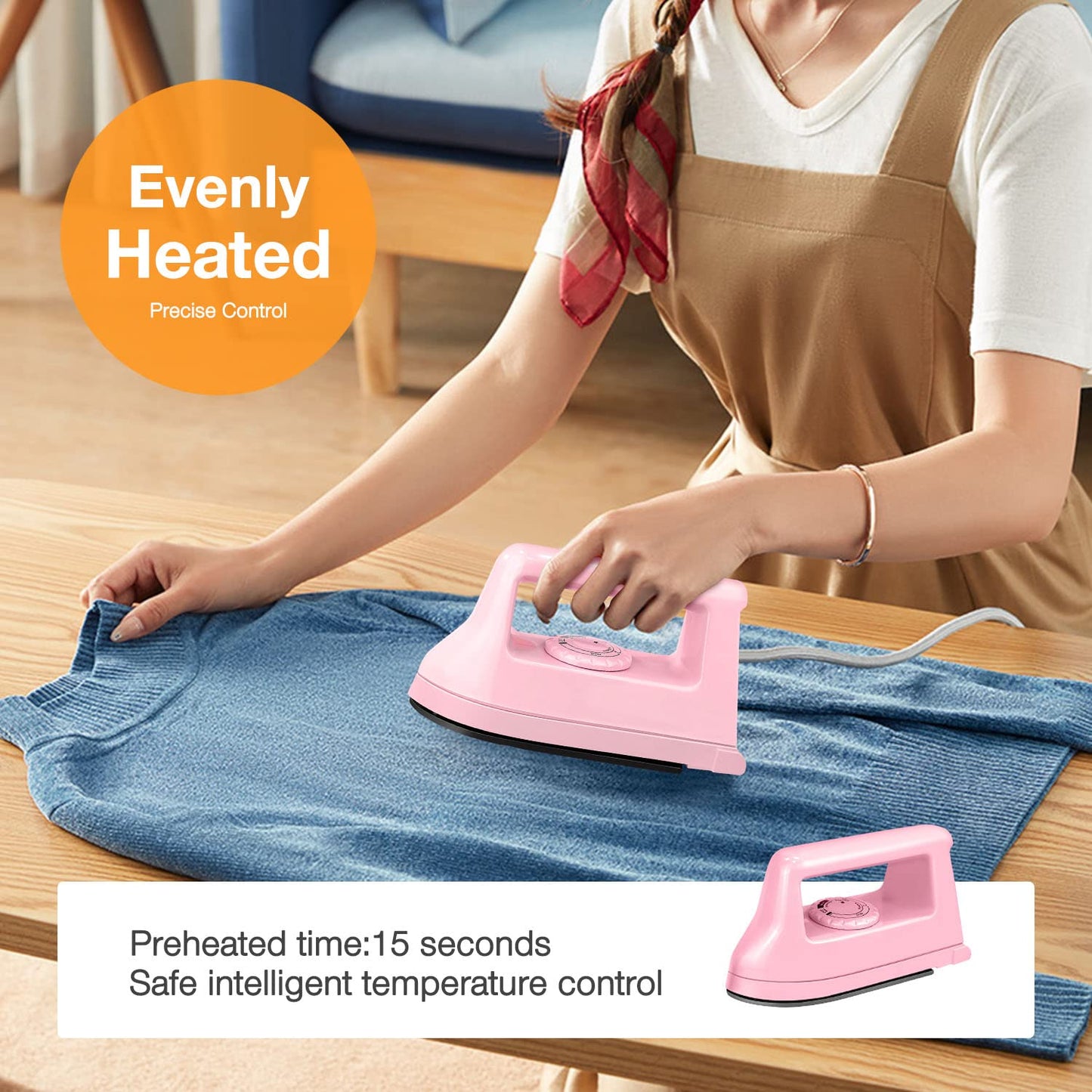 Mini Crafts Iron Handy Heat Press Machine Kit Portable with PVC Doormat for Heat Transfer, Charging Base Accessories for DIY T-Shirt Shoe Bag Vinyl Projects