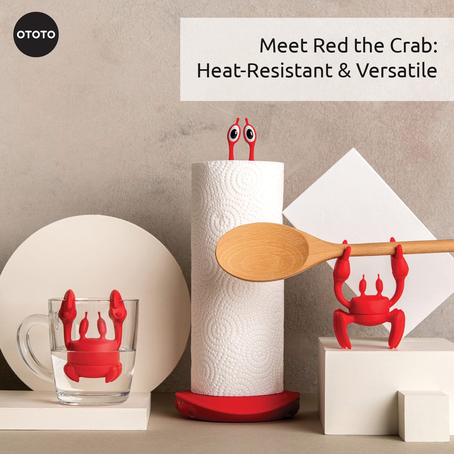 Red the Crab Silicone Utensil Rest - Kitchen Gifts, Silicone Spoon Rest for Stove Top - Heat-Resistant Kitchen and Grill Utensil Holder - Non-Slip Spoon Holder Stove Organizer, Steam Releaser