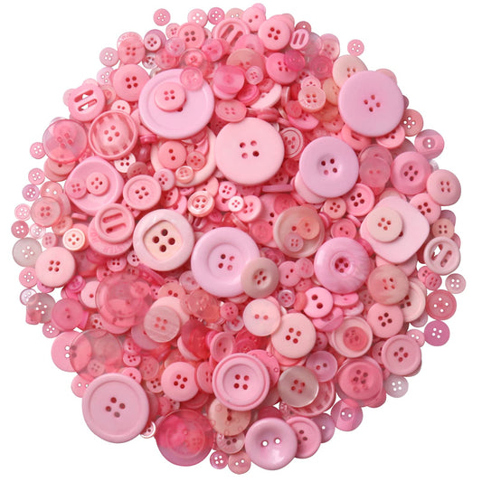 Tnstk 650 Pcs Buttons Round Resin Buttons 2 and 4 Holes Assorted Buttons for Sewing Crafts DIY Projects Button Painting Craft Buttons (Pink)