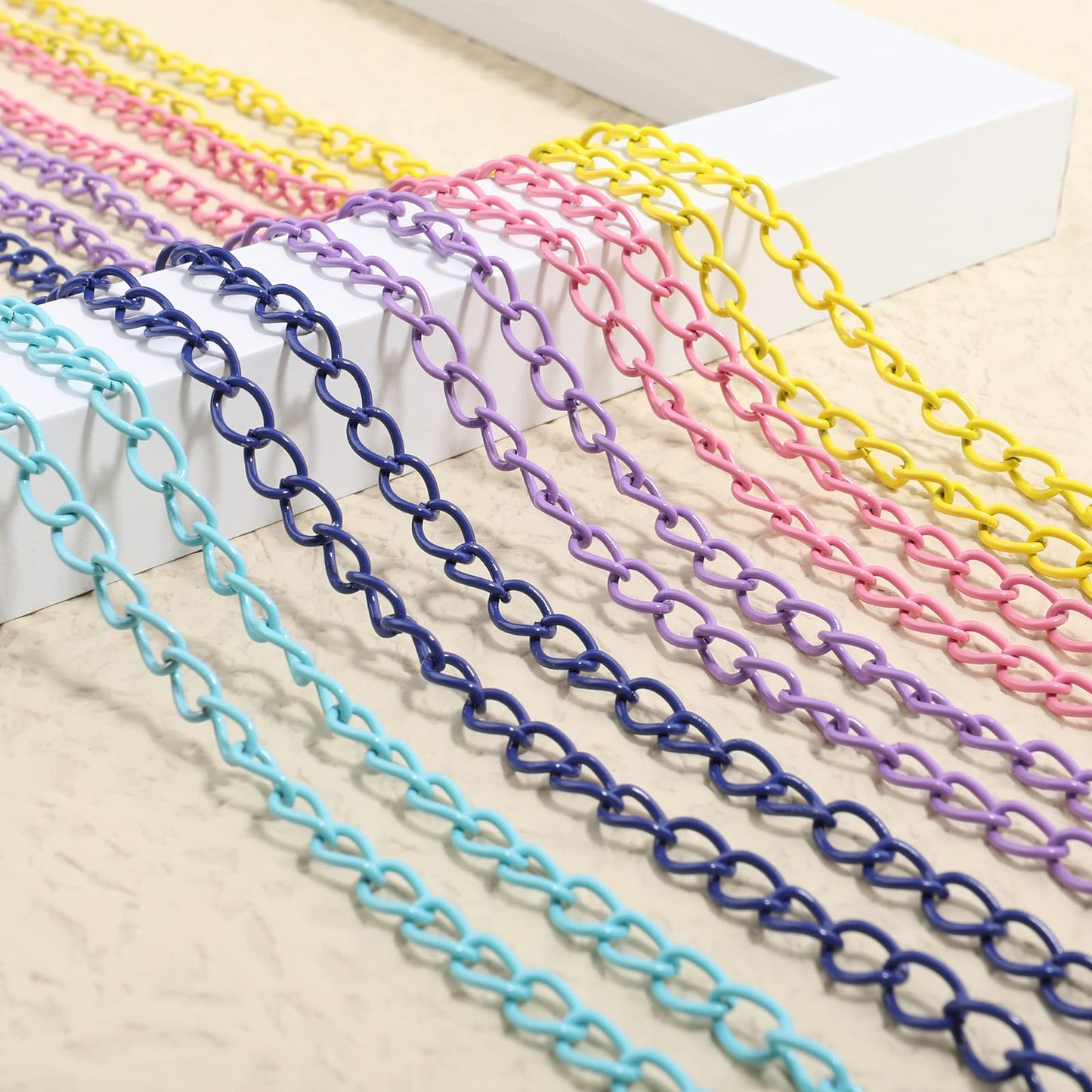 39.37 Feet Necklace Figaro Chains for Jewelry Making, 4 Colors Brass Plated Necklace Chains with 40 Lobster Clasps, 80 Jump Rings in Bulk for Women Men DIY Bracelet Craft