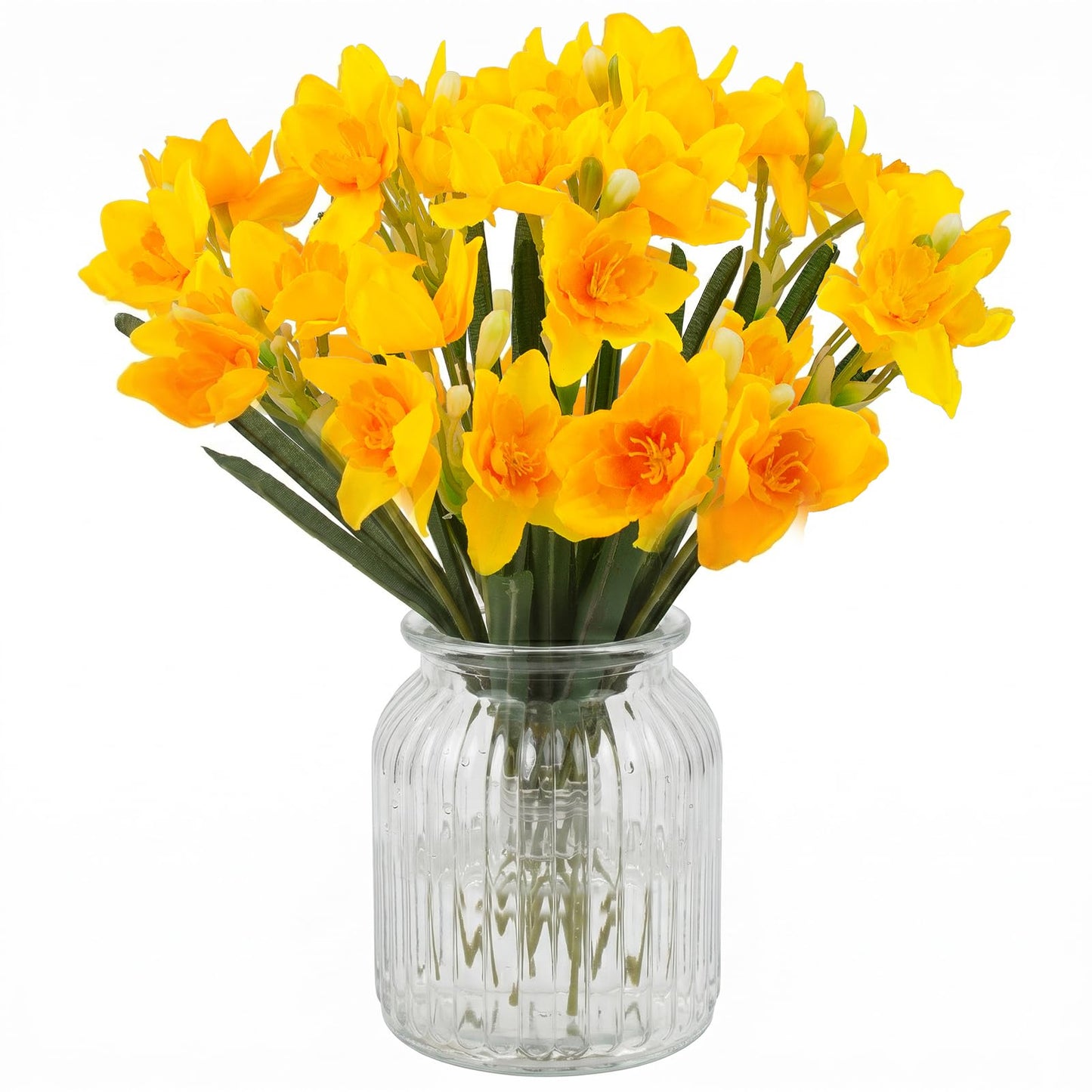Hananona 10 Pcs Artificial Daffodils Flowers Narcissus Faux Spring Flowers Fake Silk Daffodil Flower Arrangement for Indoor Outdoor Home Wedding Decor (10, Yellow)