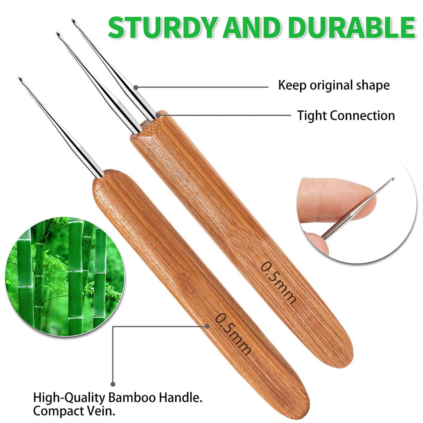 Dreadlocks Crochet Hooks, Crochet Hooks for Dreadlocks, Dread Locks Crochet Loc Needle for Braid Craft 0.5mm (1 Hook and 2 Hooks)