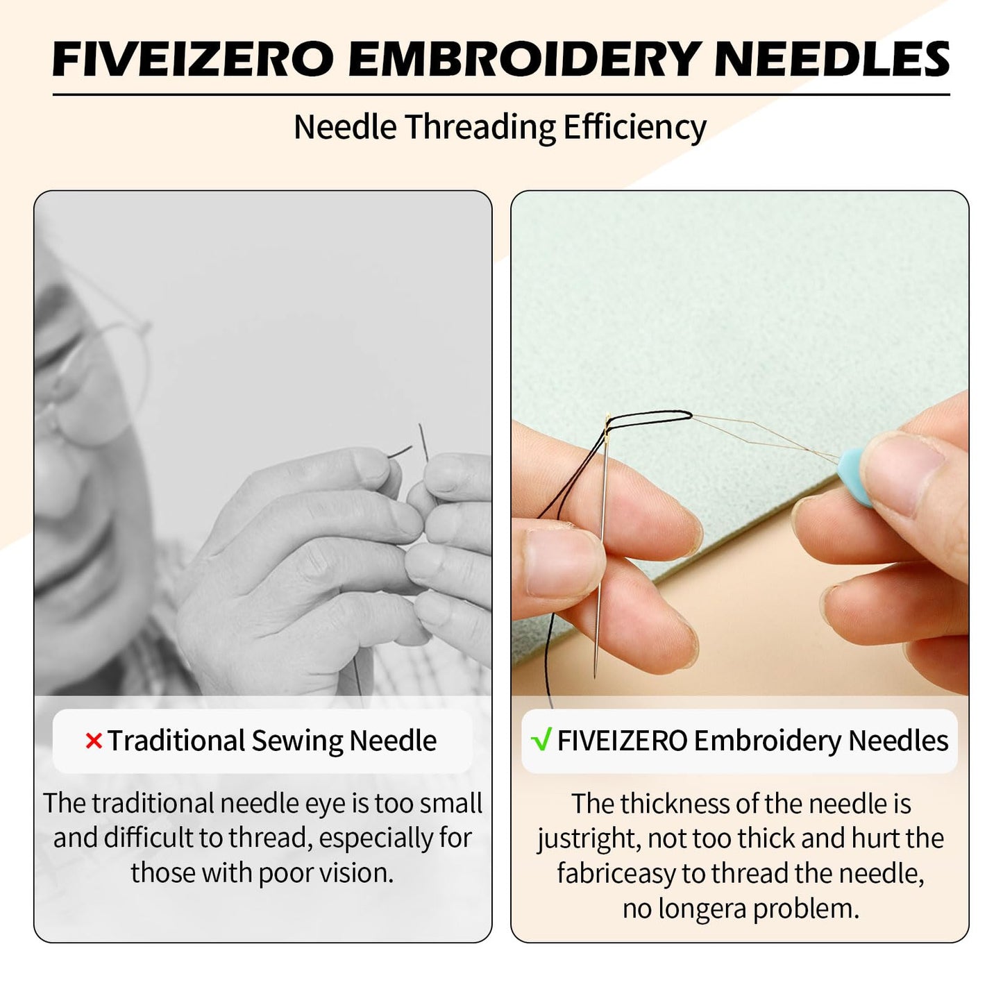 FIVEIZERO Premium Hand Sewing Needles Set,90-Count Assorted Embroidery Needles with threaders,Thread Removal Knife, Thimble,Soft Tape Measure for Hand Sewing Repair