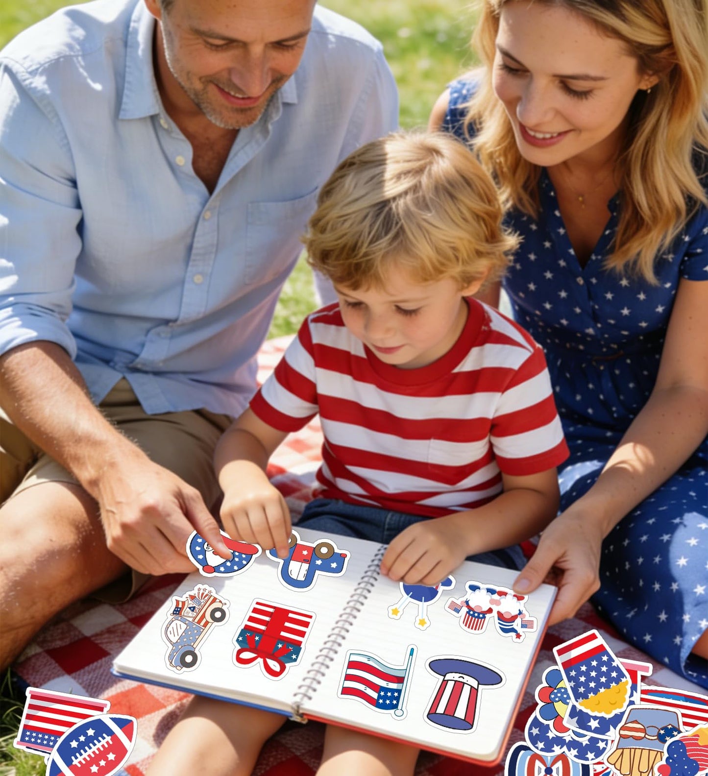 HSHFAMIIY 4th of July Stickers - 4th of July Outfits for Women, 100Pcs Patriotic Stickers - Memorial Day Scrapbooking, 4th of July Accessories Decorations Gifts Crafts Activities Party Favors for Kids
