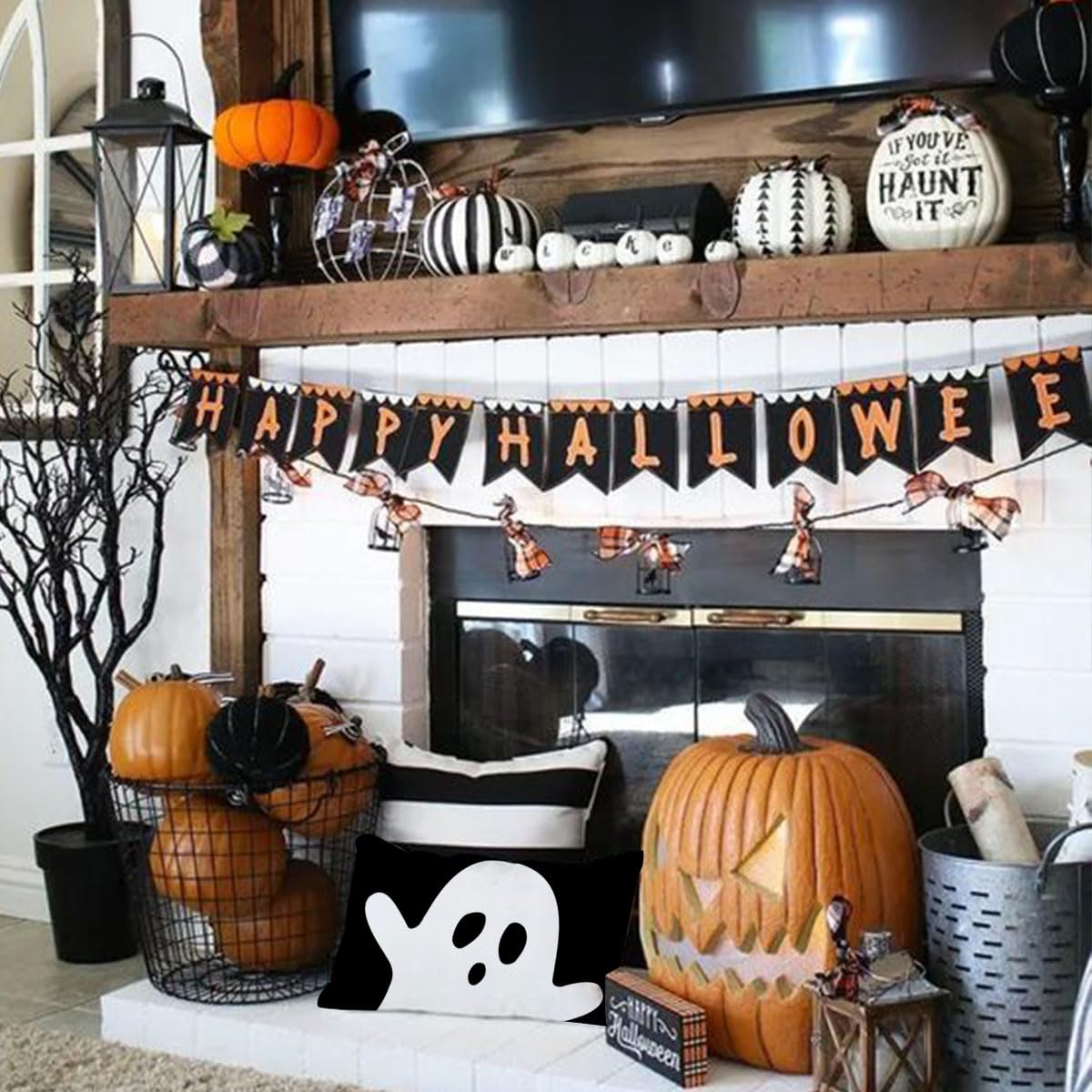 JXZYGMD Halloween Pillow Cover 12x20 Ghost Halloween Lumbar Pillow Covers Decorations Outdoor Halloween Pillows Decorative for Halloween Home Decor for Sofa