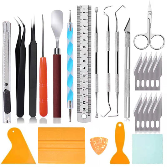 27 Pcs Craft Tools Set, Vinyl Weeding Tools, Craft Basic Set, Craft Vinyl Tools Kit for Silhouettes/Cameos/Lettering/Cutting/Splicing