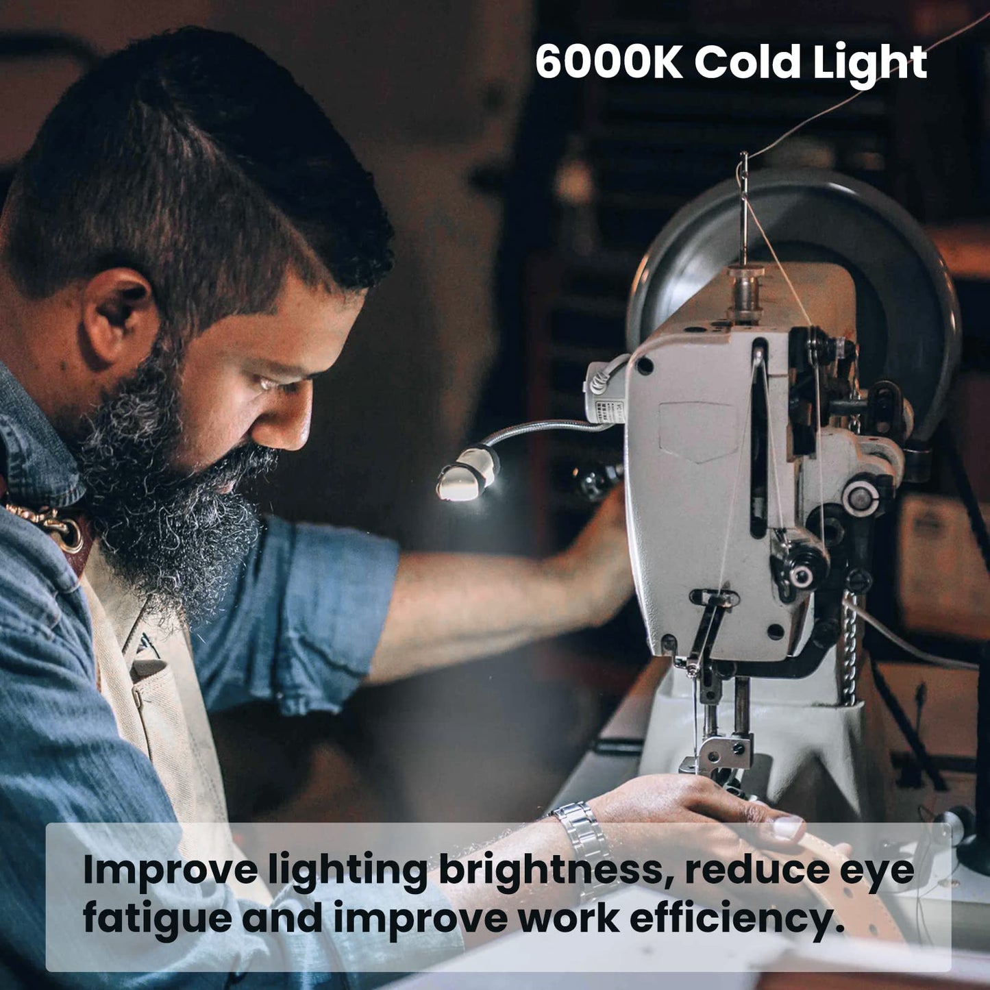 Bonlux Sewing Machine Light, 30 LEDs Flexible Gooseneck Work Light with Magnetic Mounting Base, 6W Portable Work Lamp for Workbench Lathe Drill Presses (2-Pack)