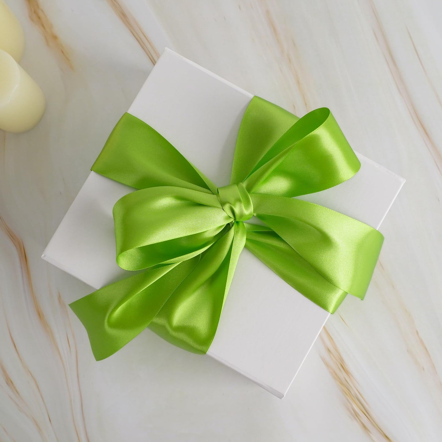 Lime Satin Ribbon 2 inch Lime Ribbon Double Faced Satin Ribbon by 25 Yards Lime Green Ribbon for Christmas Tree, Wreaths, Crafts, Satin Weddings, Flower Bouquet, Holiday Decorating