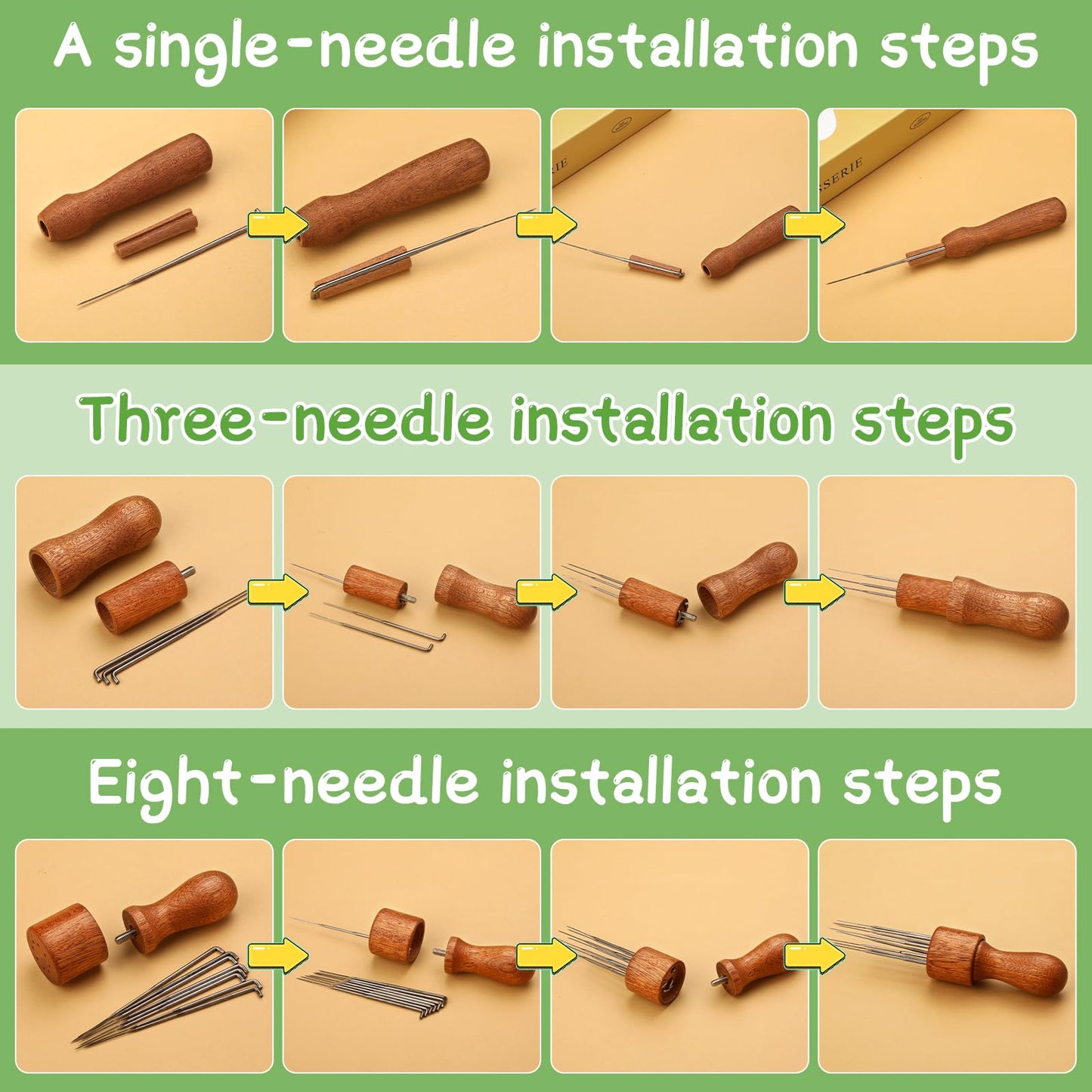 128 Pcs Needle Felting Tools, 6×6 Inch Wool Felting Pad, 102 Pcs Felting Needles, Felting Tools with 3 Size Wooden Handle Holder for DIY Wool Felting Projects